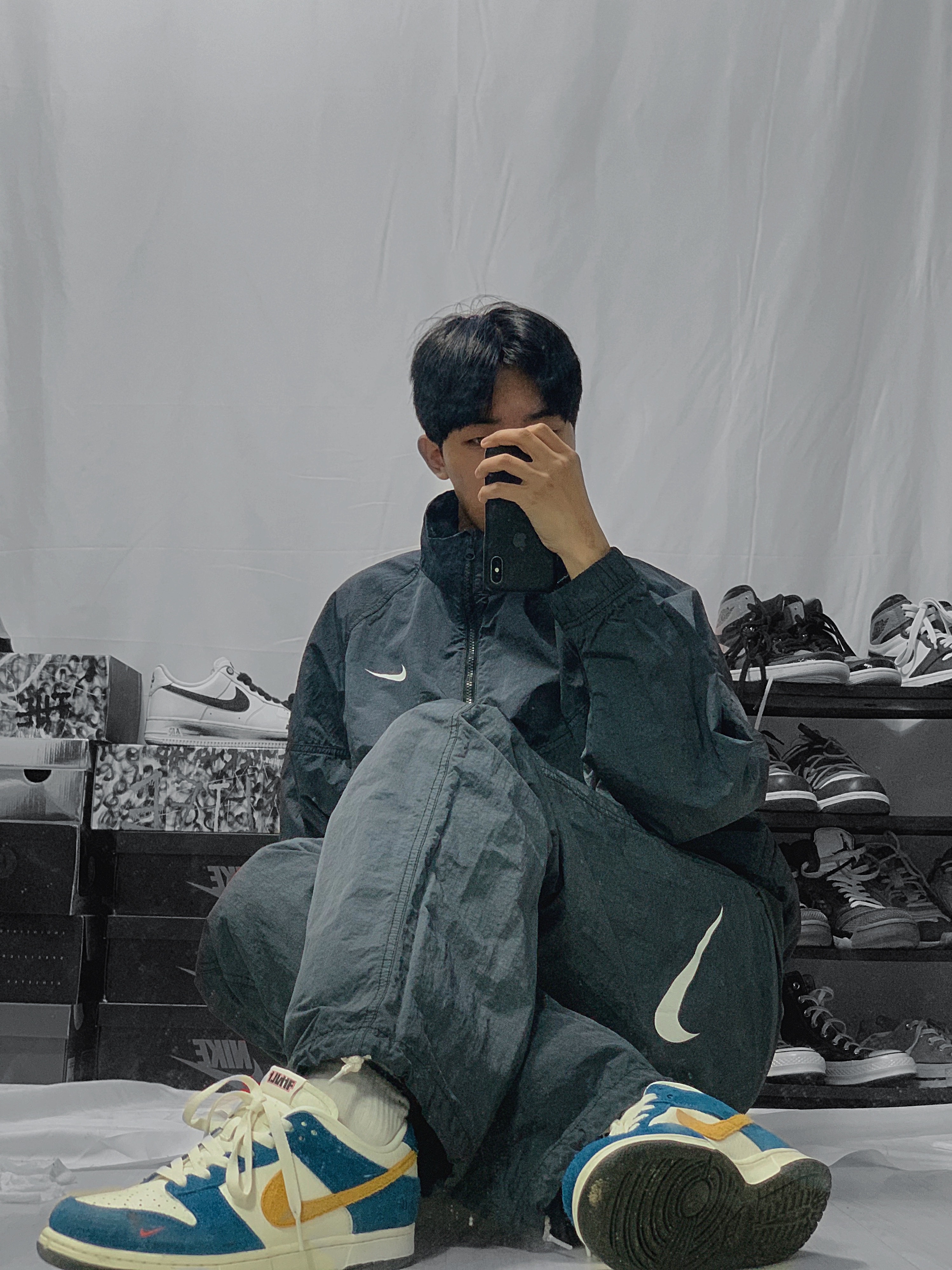 Nike x Kasina Dunk Low 80's Bus, Nike x Stussy Beach Pants Off Noir 착용 스타일