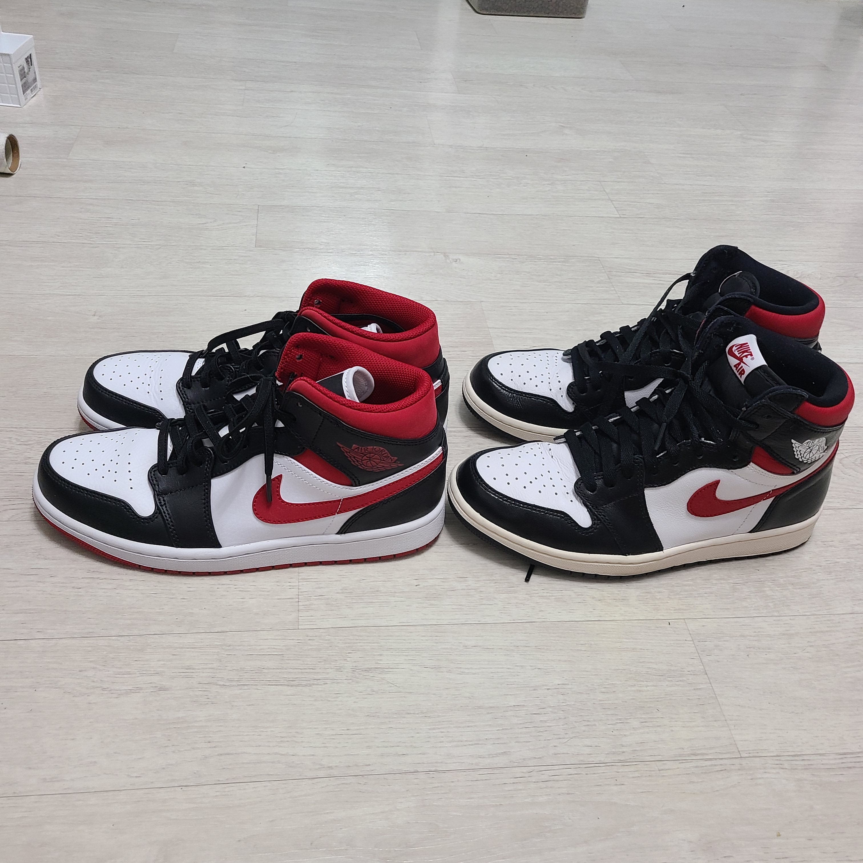 Jordan 1 Mid Gym Red Black White, Jordan 1 Retro High OG Gym Red 착용 스타일 - 1