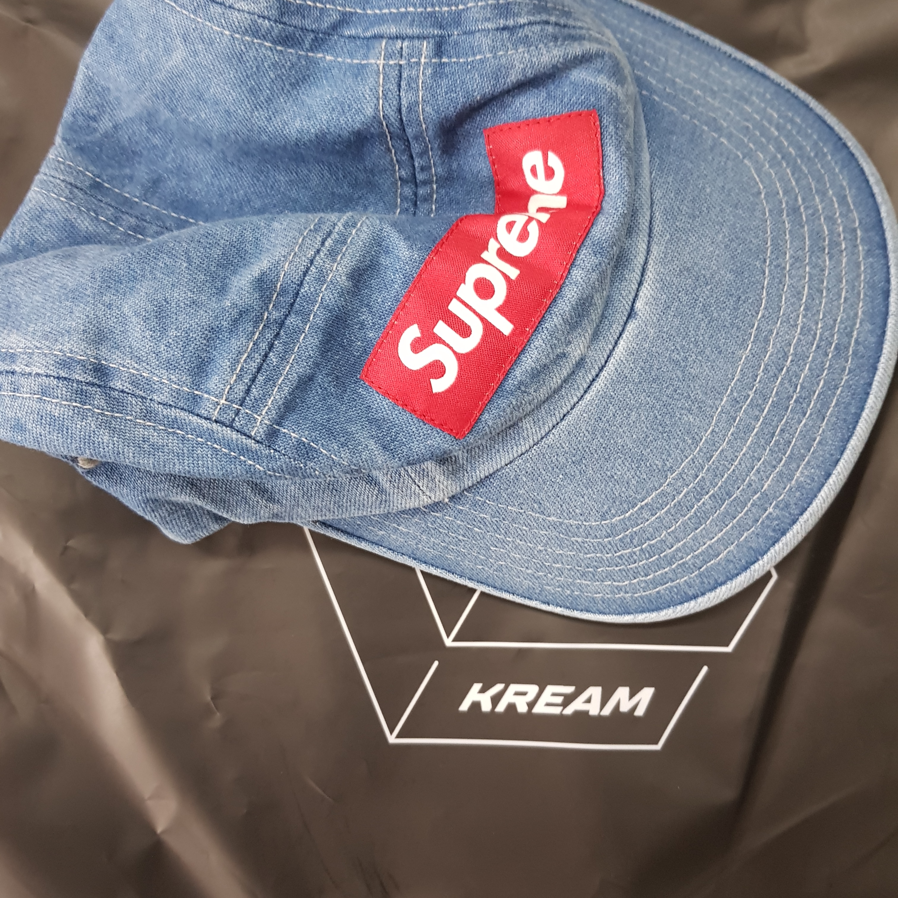 Supreme Washed Chino Twill Camp Cap Denim - 21SS 착용 스타일 - 1