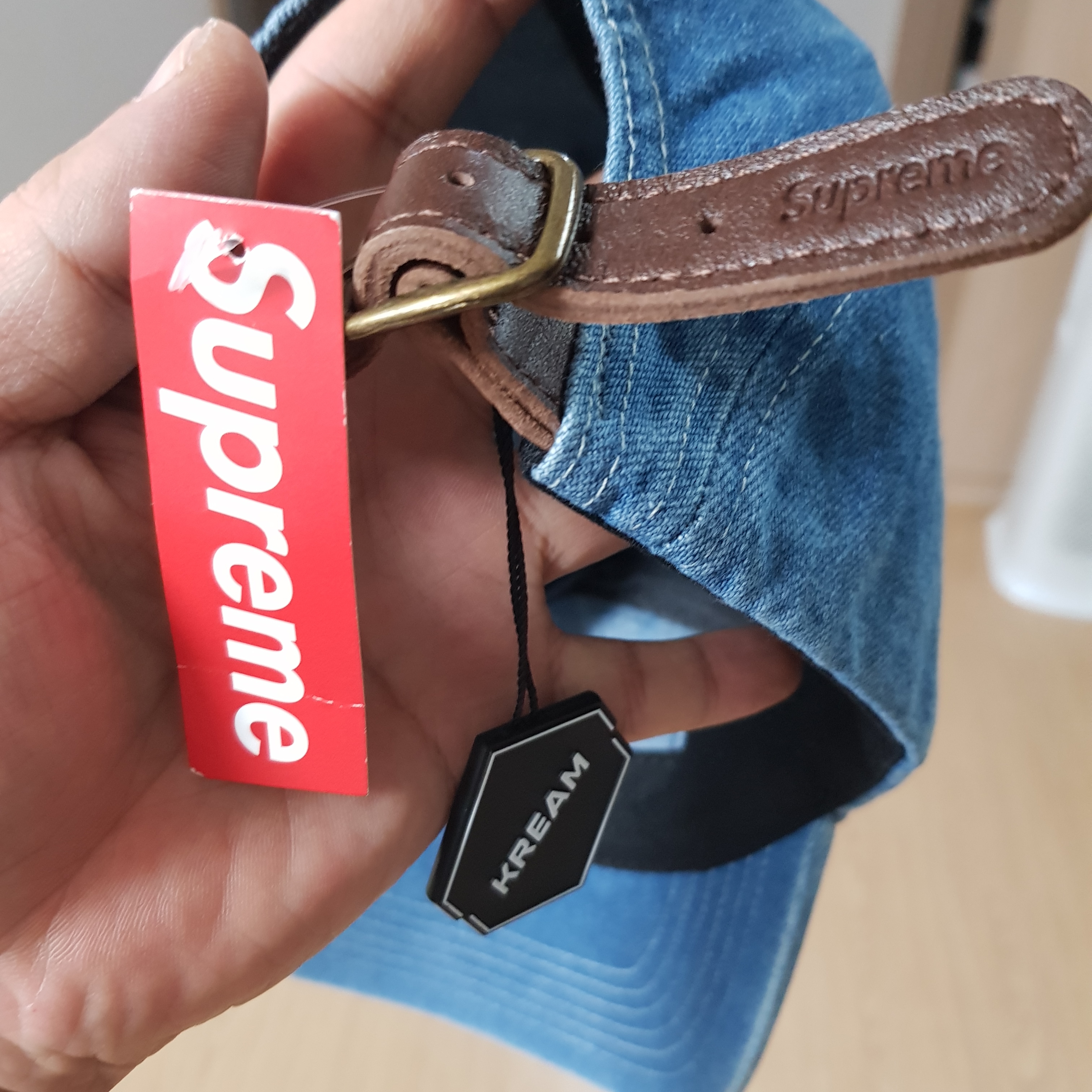 Supreme Washed Chino Twill Camp Cap Denim - 21SS 착용 스타일 - 2