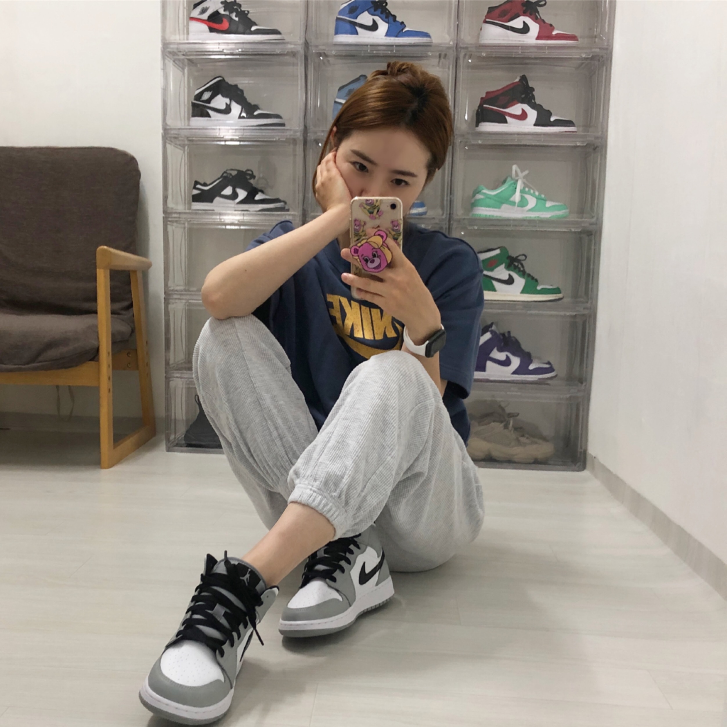 (GS) Jordan 1 Mid Light Smoke Grey 착용 스타일