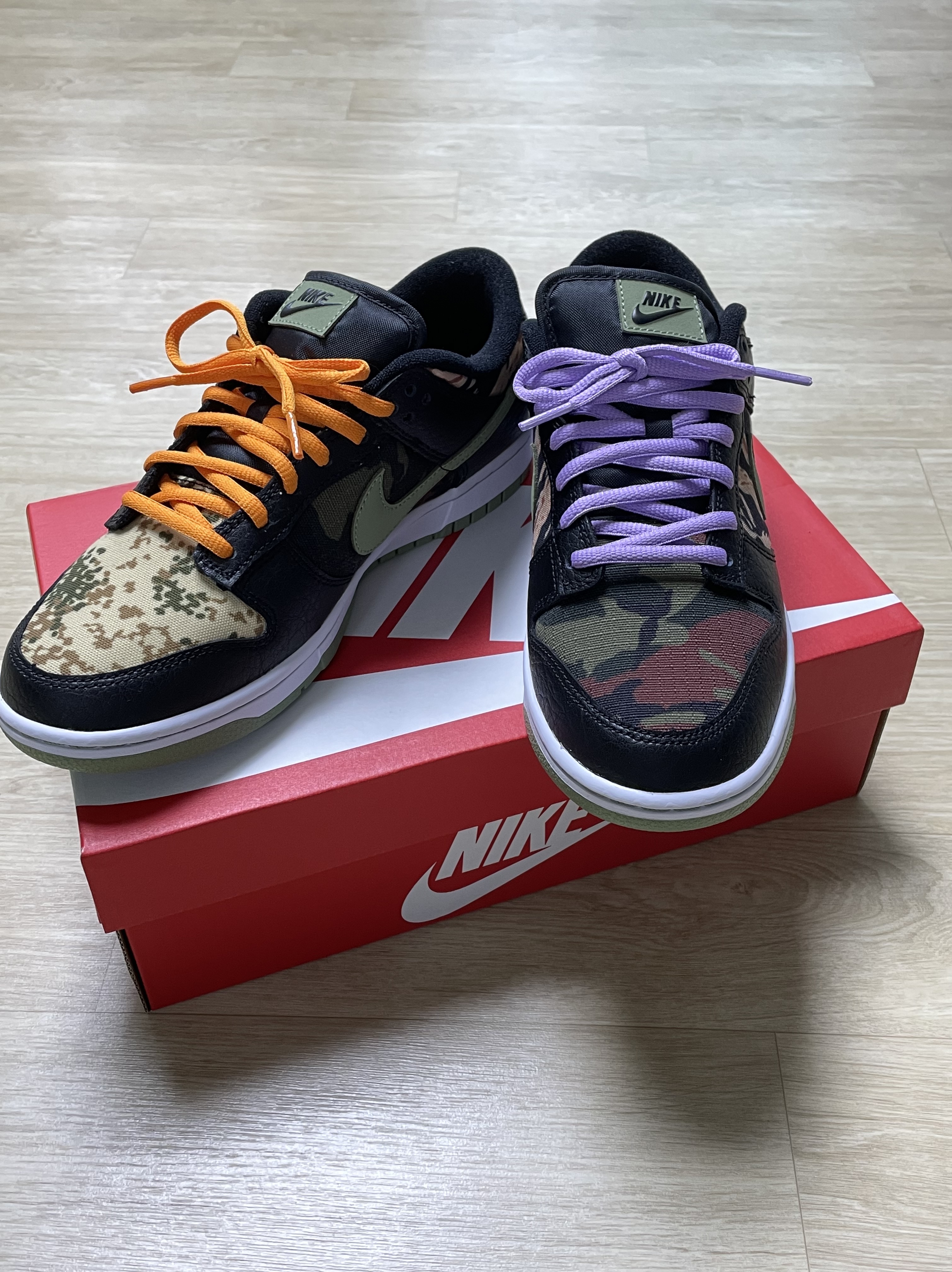 Nike Dunk Low SE Black Multi Camo 착용 스타일 - 1