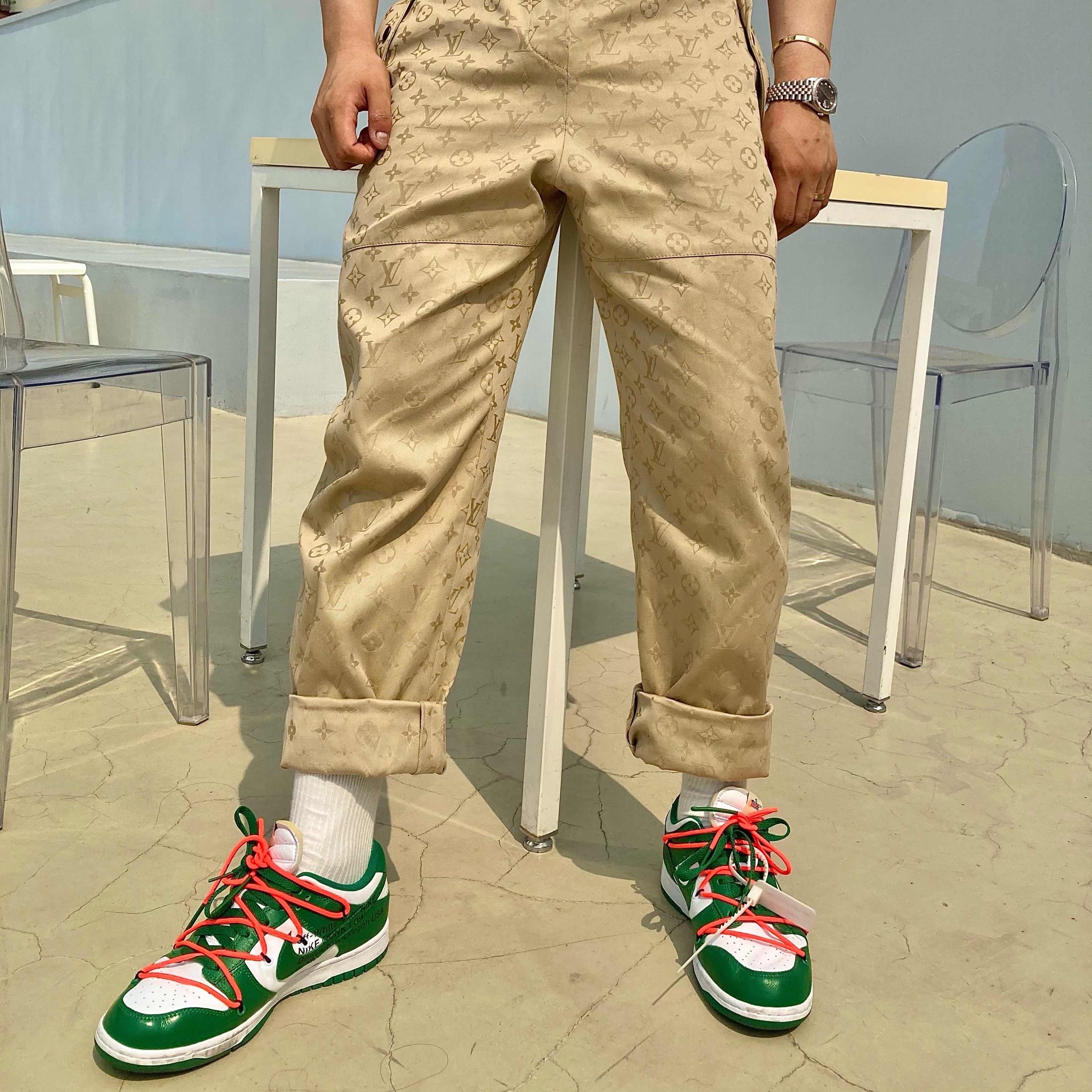 Nike x Off-White Dunk Low Pine Green 착용 스타일 - 3