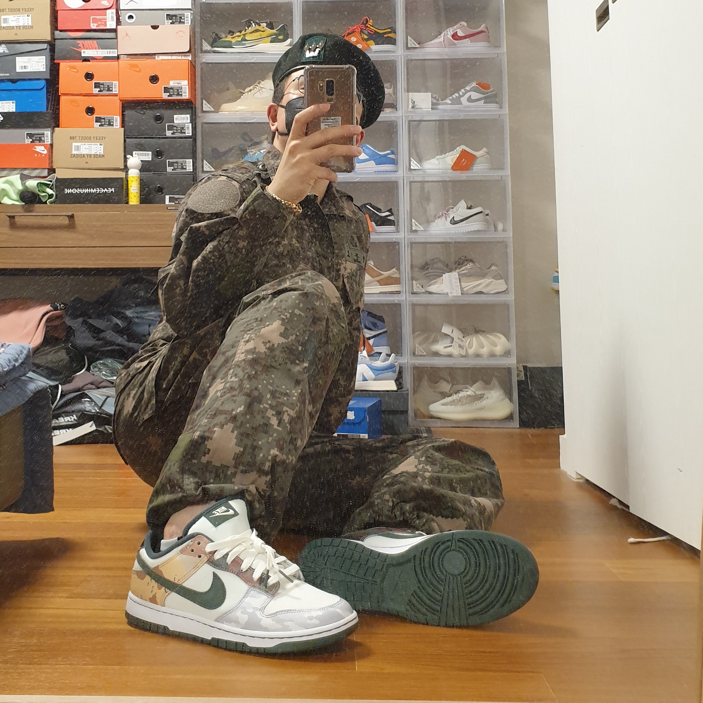 Nike Dunk Low SE Sail Multi Camo 착용 스타일 - 4