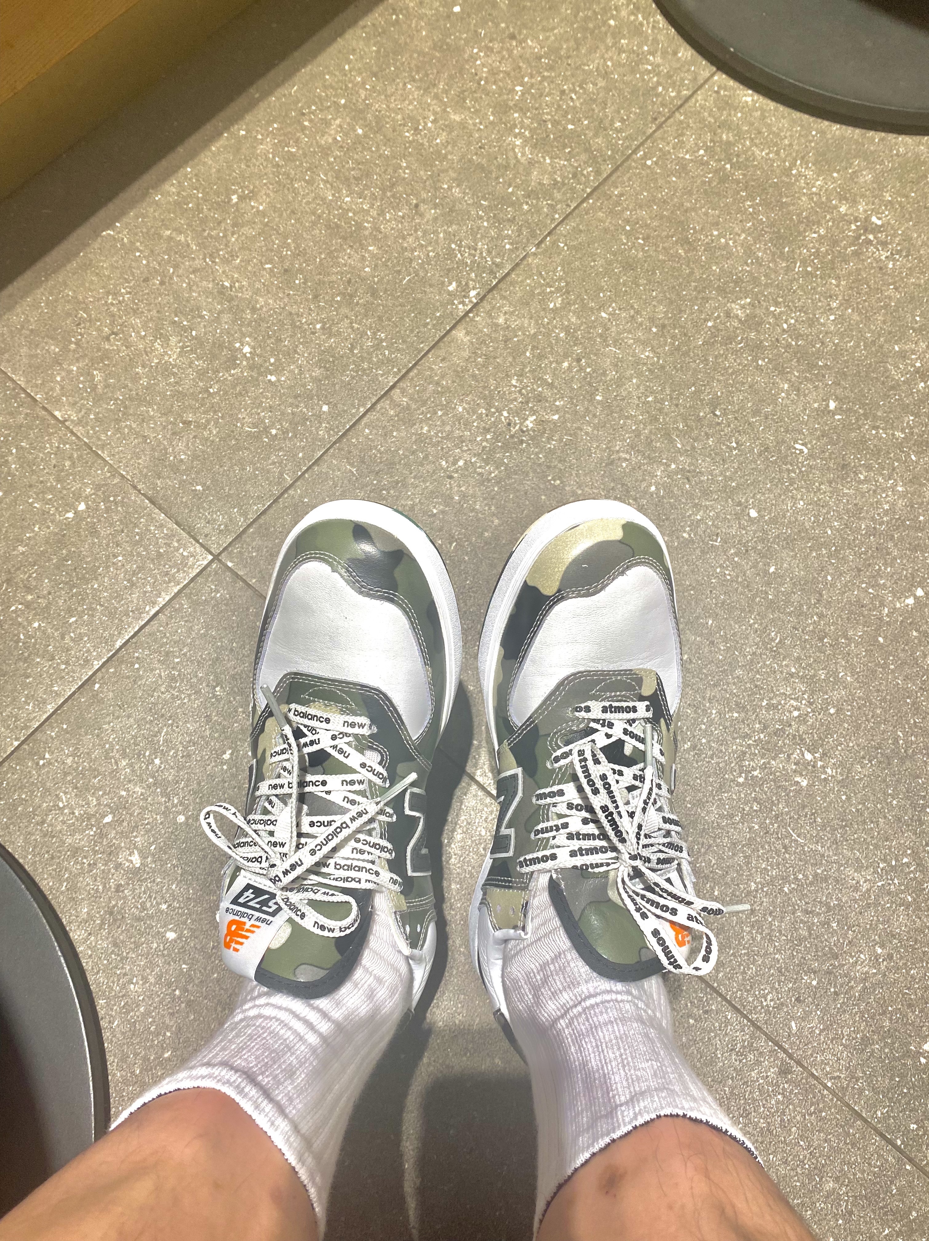 New Balance x Atmos AM574 Camo White - 2E Wide 착용 스타일 - 2