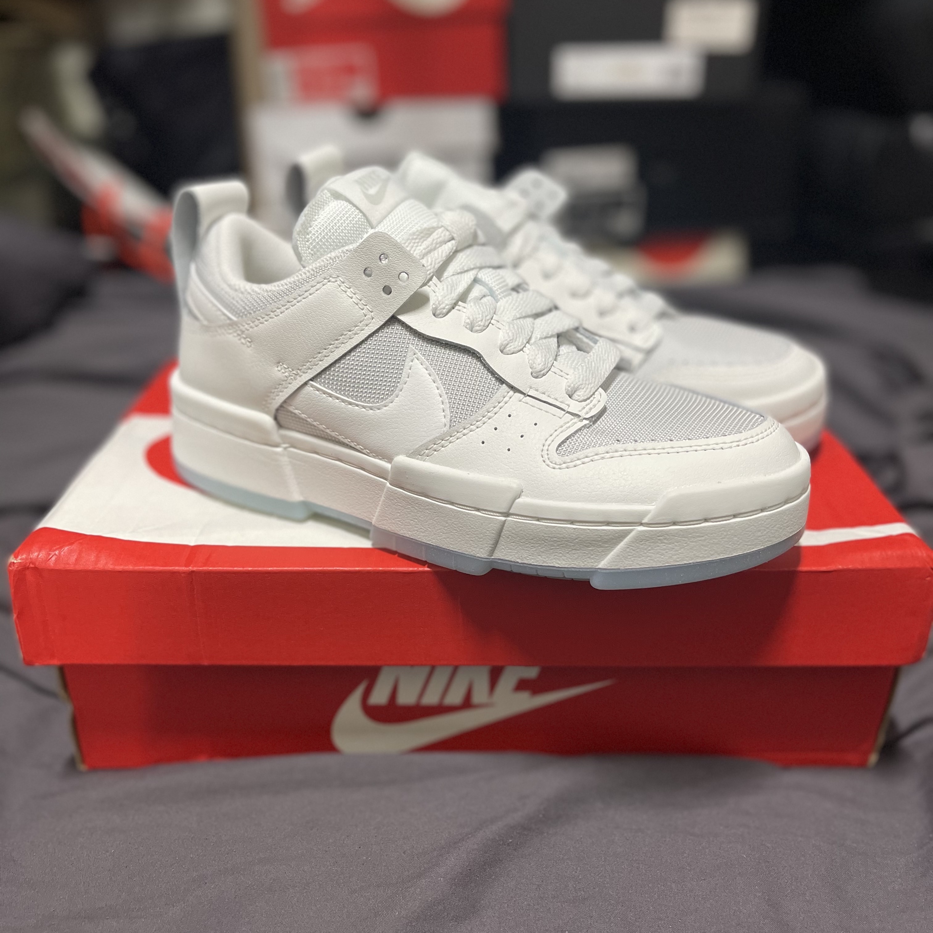 (W) Nike Dunk Low Disrupt Photon Dust 착용 스타일