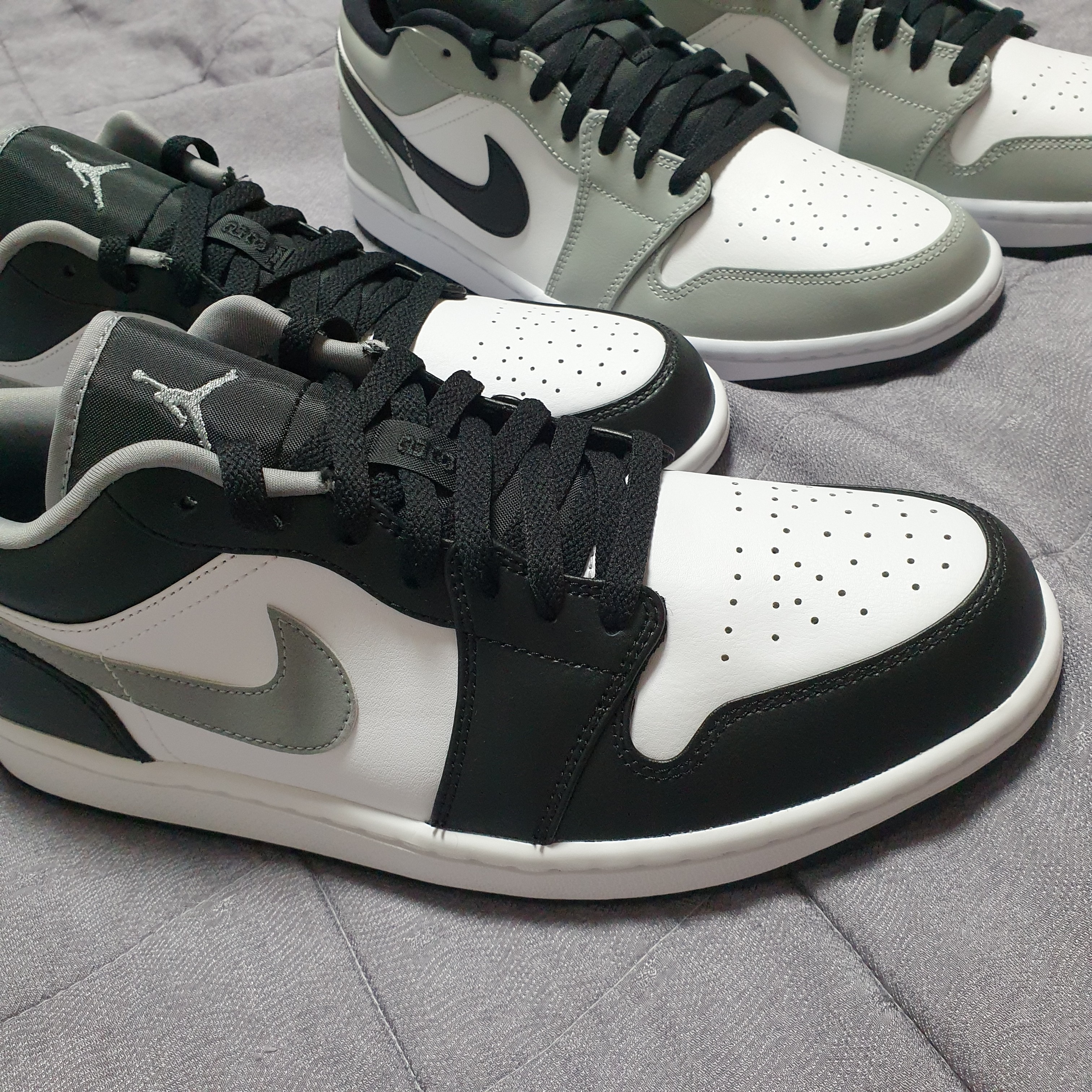 Jordan 1 Low Black Particle Grey, (GS) Jordan 1 Low Black Particle Grey 착용 스타일 - 1