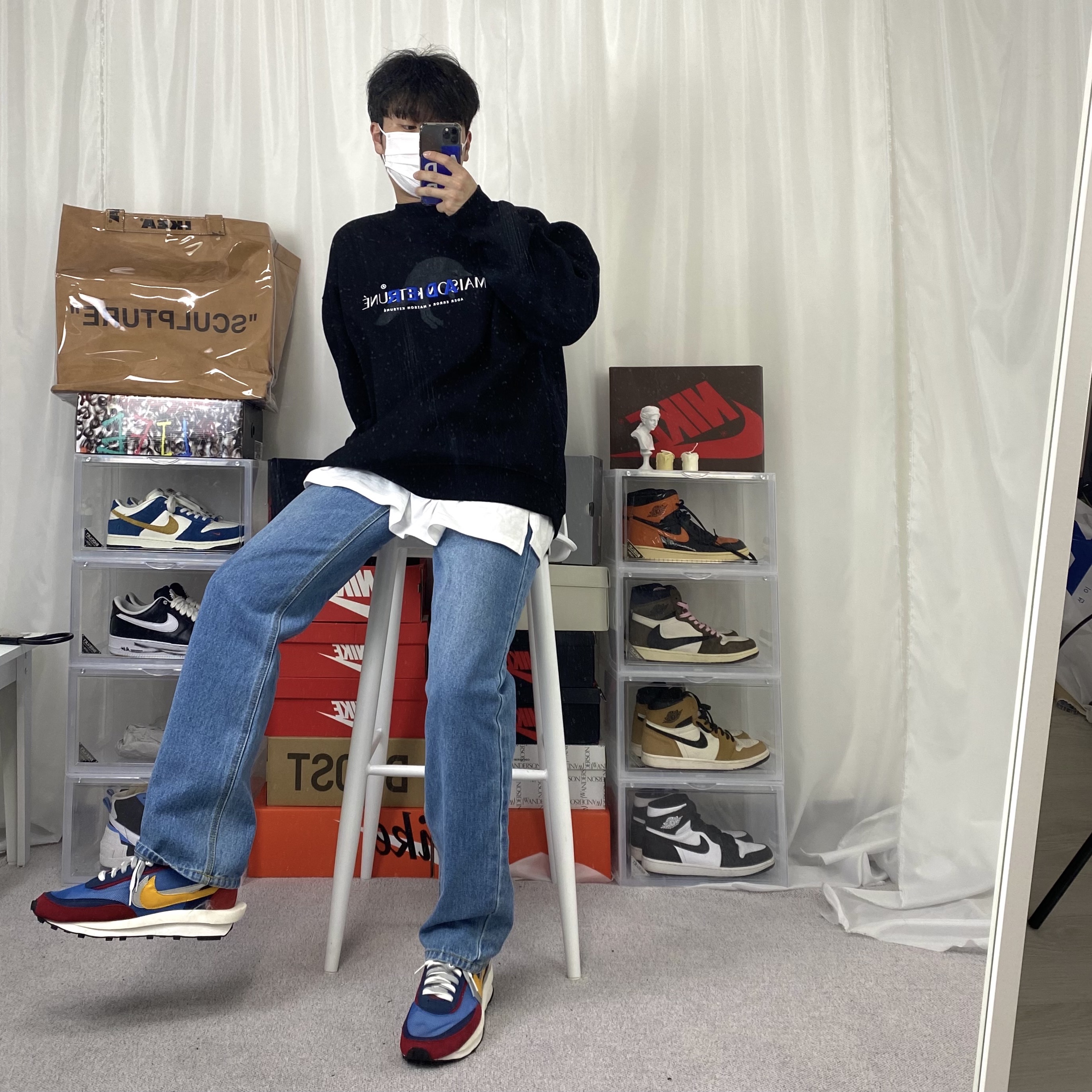 Nike x Sacai LDWaffle Blue Multi 착용 스타일