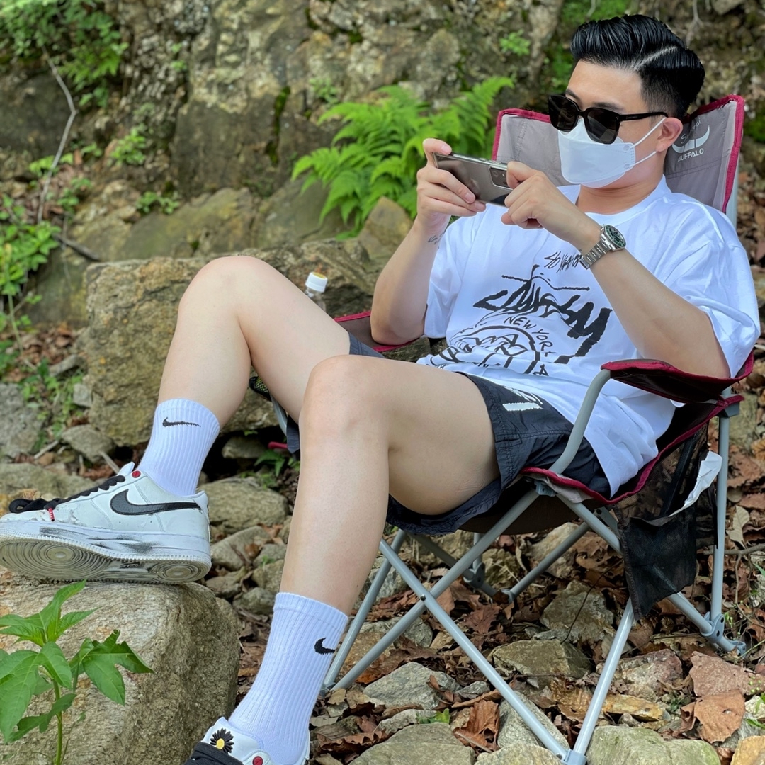 Nike x Peaceminusone Air Force 1 Low Para-Noise 2.0, Nike x Stussy Water Shorts Off Noir 착용 스타일