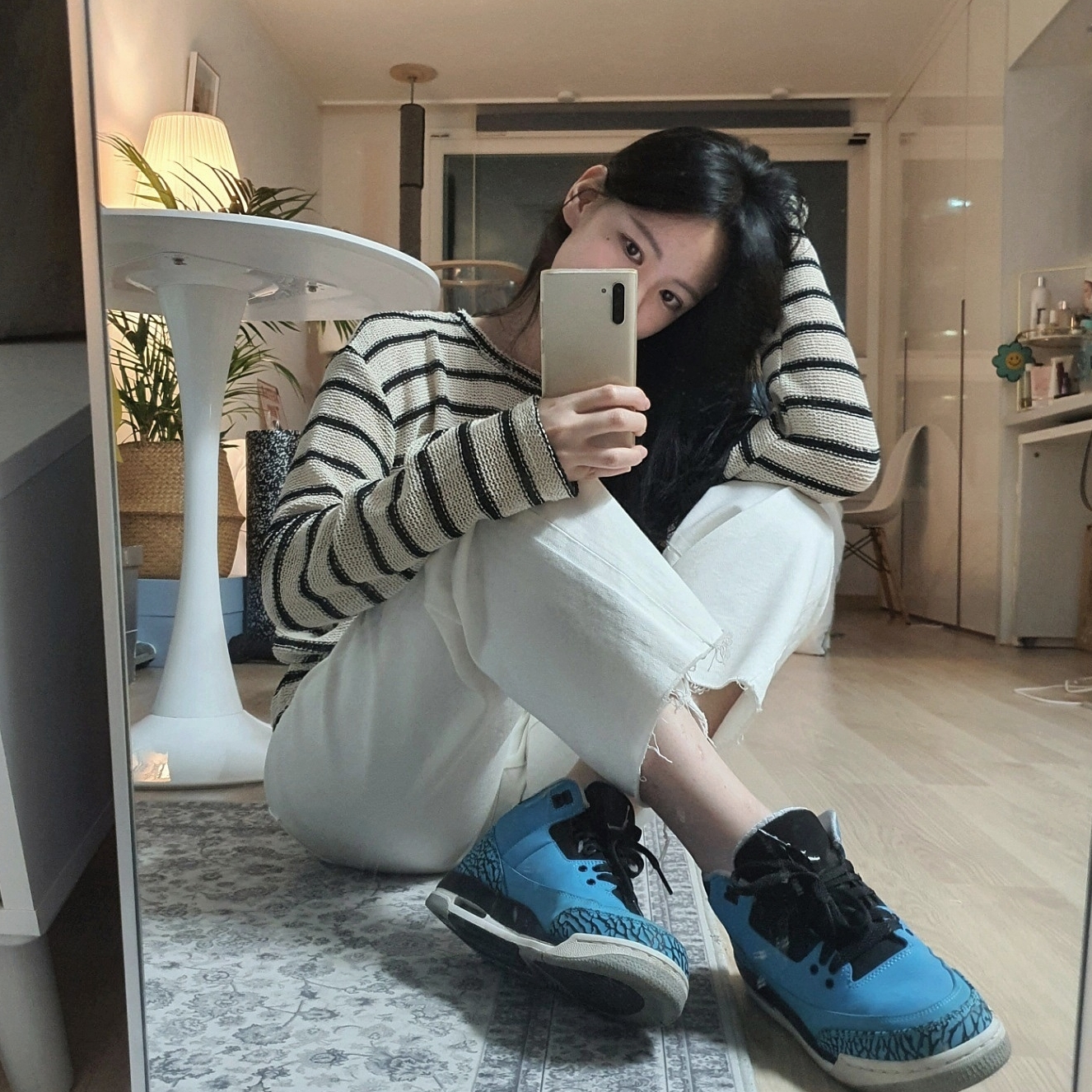 (GS) Jordan 3 Retro Powder Blue, Jordan 3 Retro Powder Blue 착용 스타일