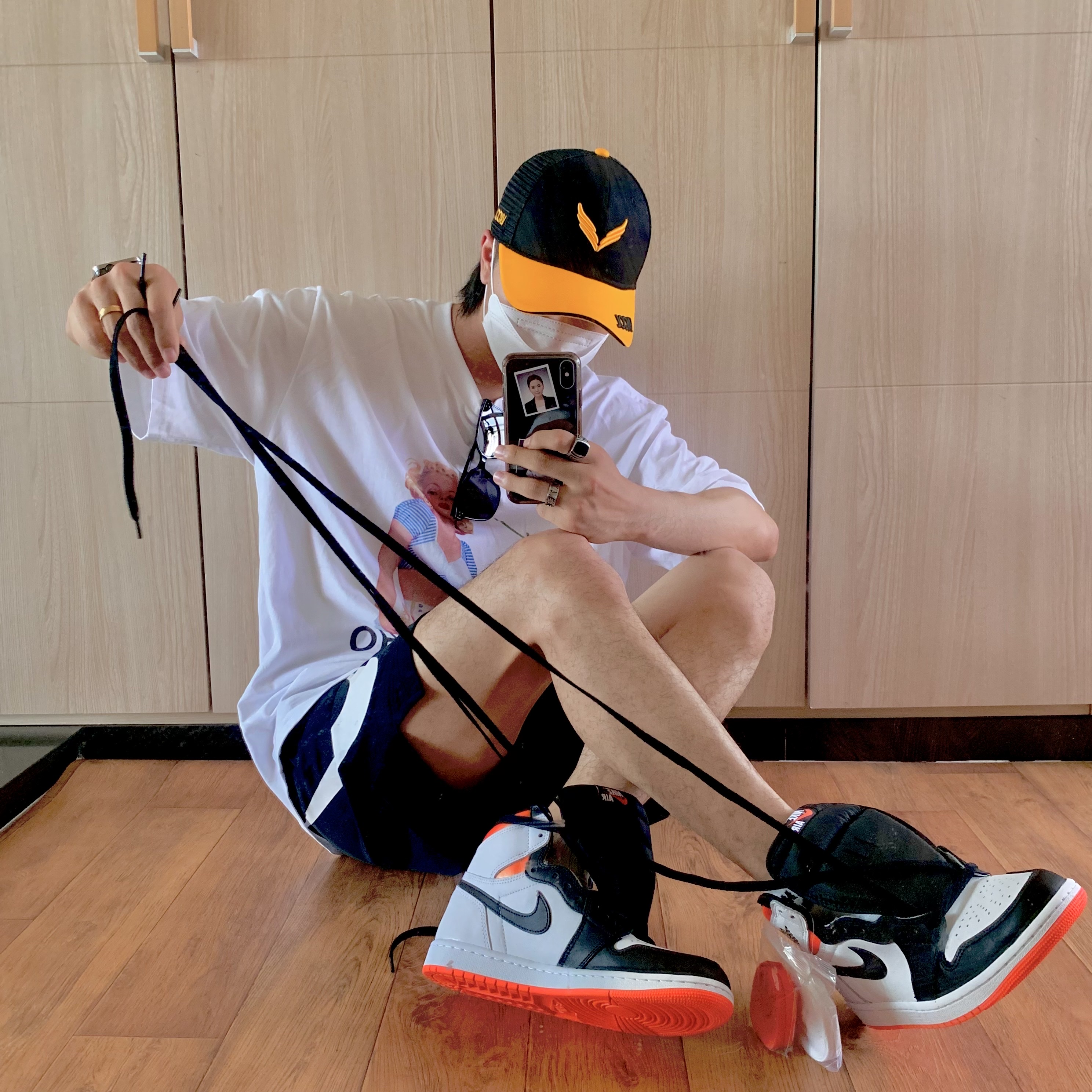 Jordan 1 Retro High OG Electro Orange, (GS) Jordan 1 Retro High OG Electro Orange 착용 스타일