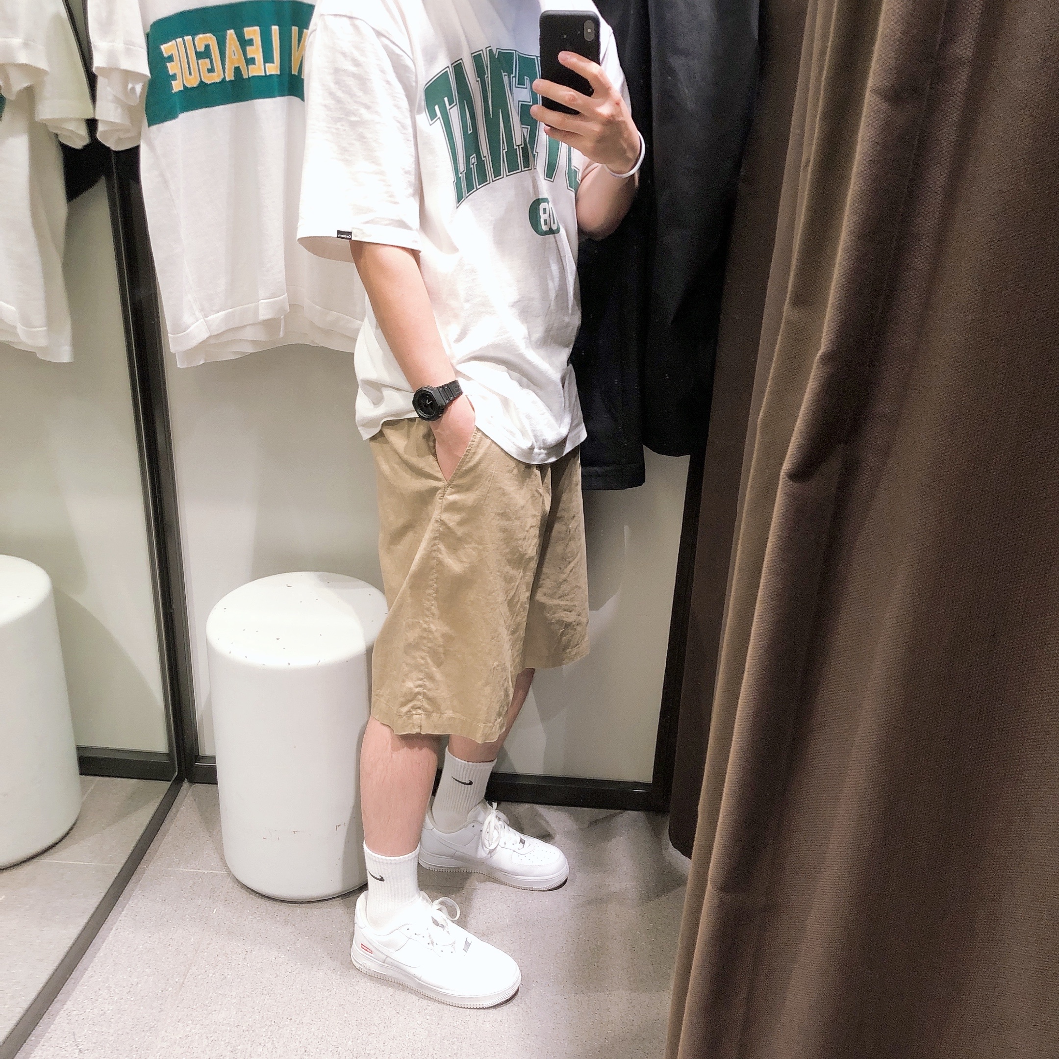 Nike x Supreme Air Force 1 Low White, Nike Air Force 1 '07 Low White 착용 스타일