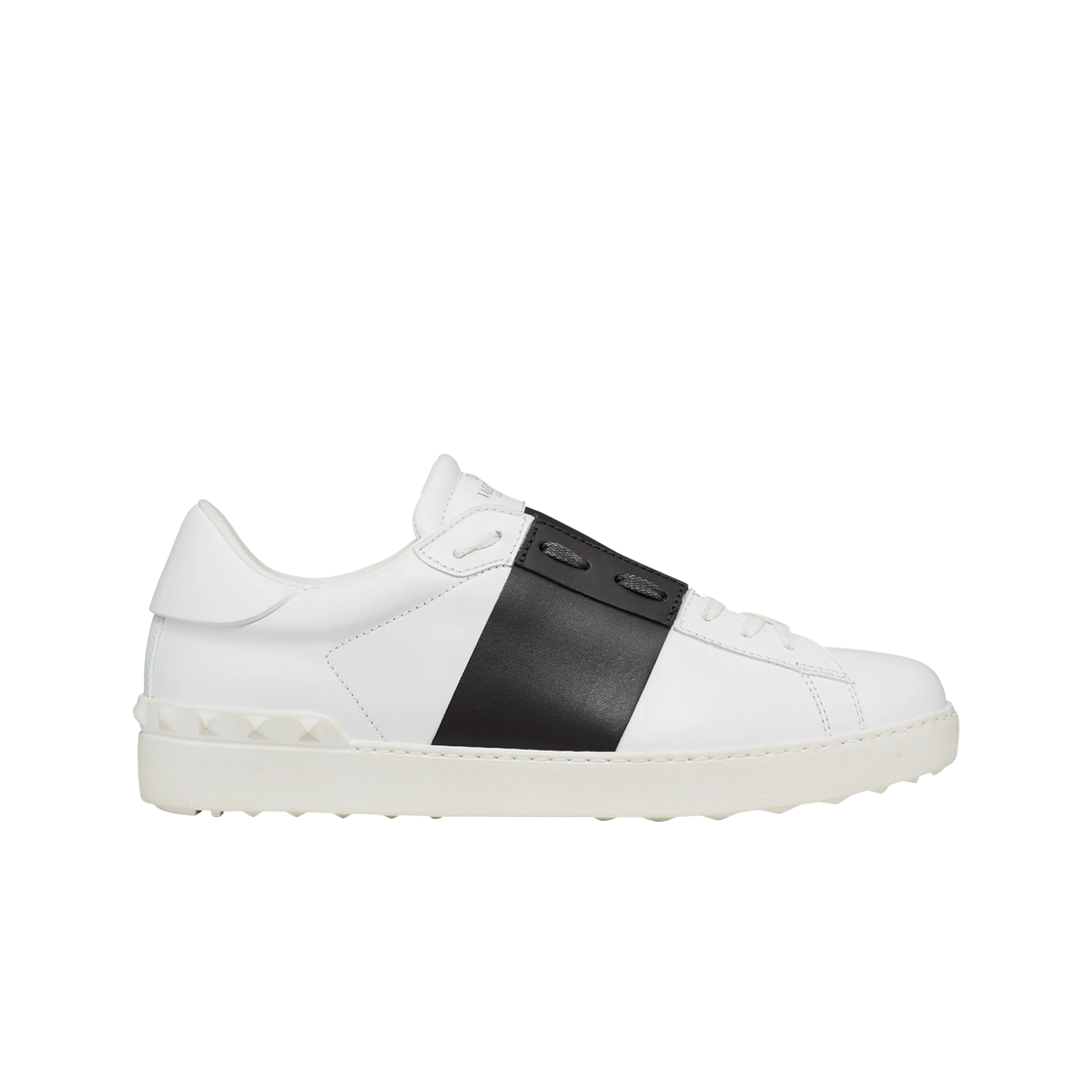 발렌티노 송아지 가죽 오픈 스니커즈 화이트 블랙(Valentino Calfskin Open Leather Sneakers White Black)
