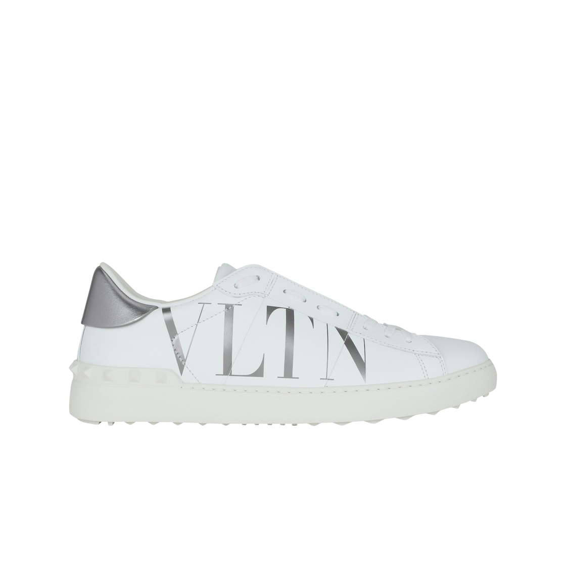 발렌티노 VLTN 프린트 디테일 오픈 스니커즈 화이트 실버