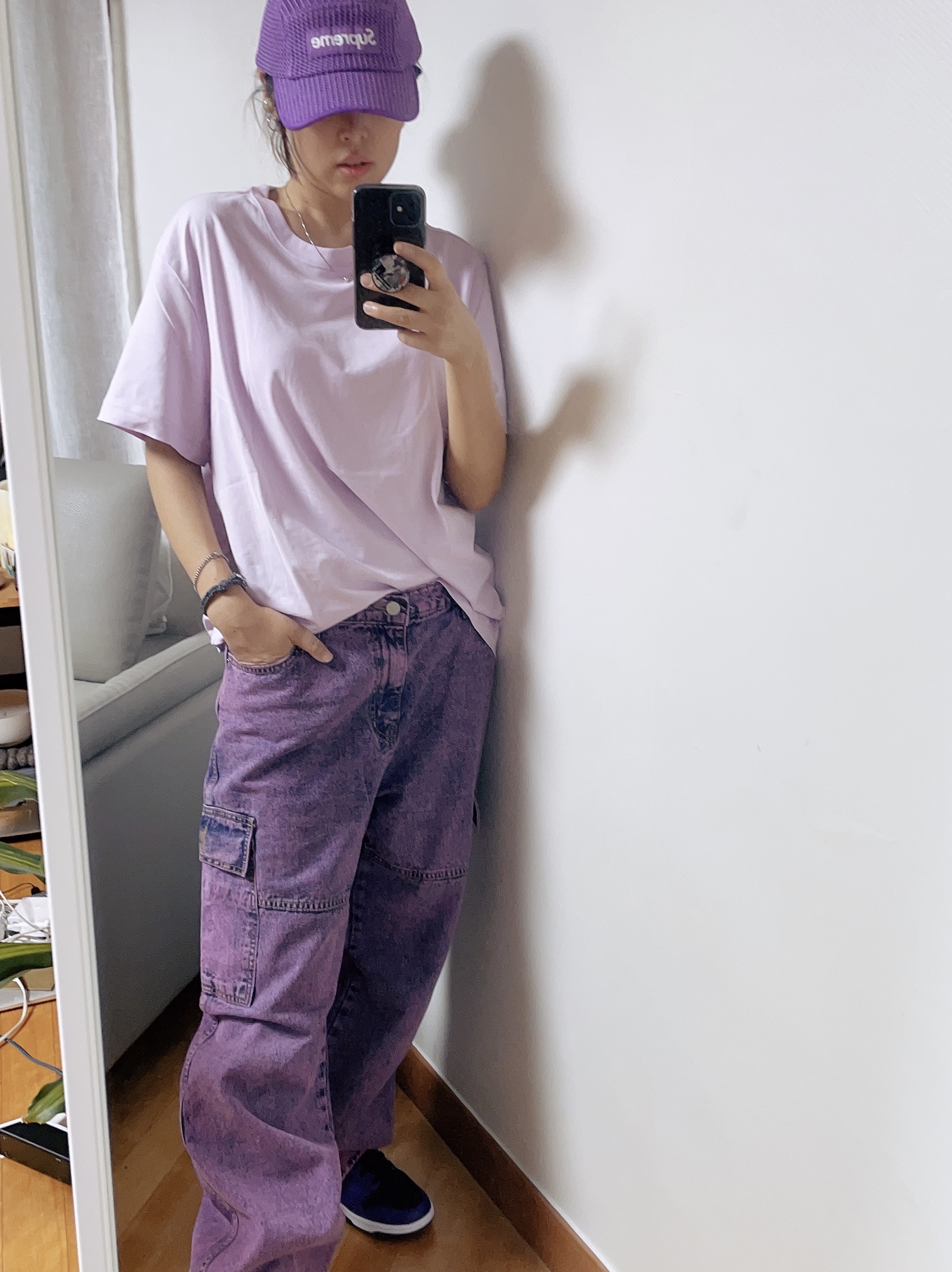 Supreme String Camp Cap Purple - 21SS 착용 스타일 - 2