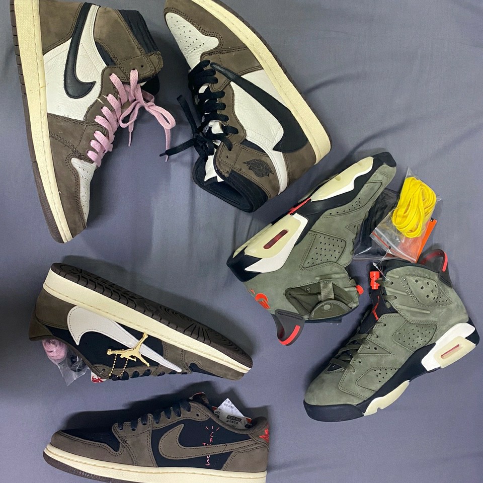 Nike x Travis Scott SB Dunk Low, Jordan 1 x Travis Scott Retro High OG SP Mocha 착용 스타일 - 2