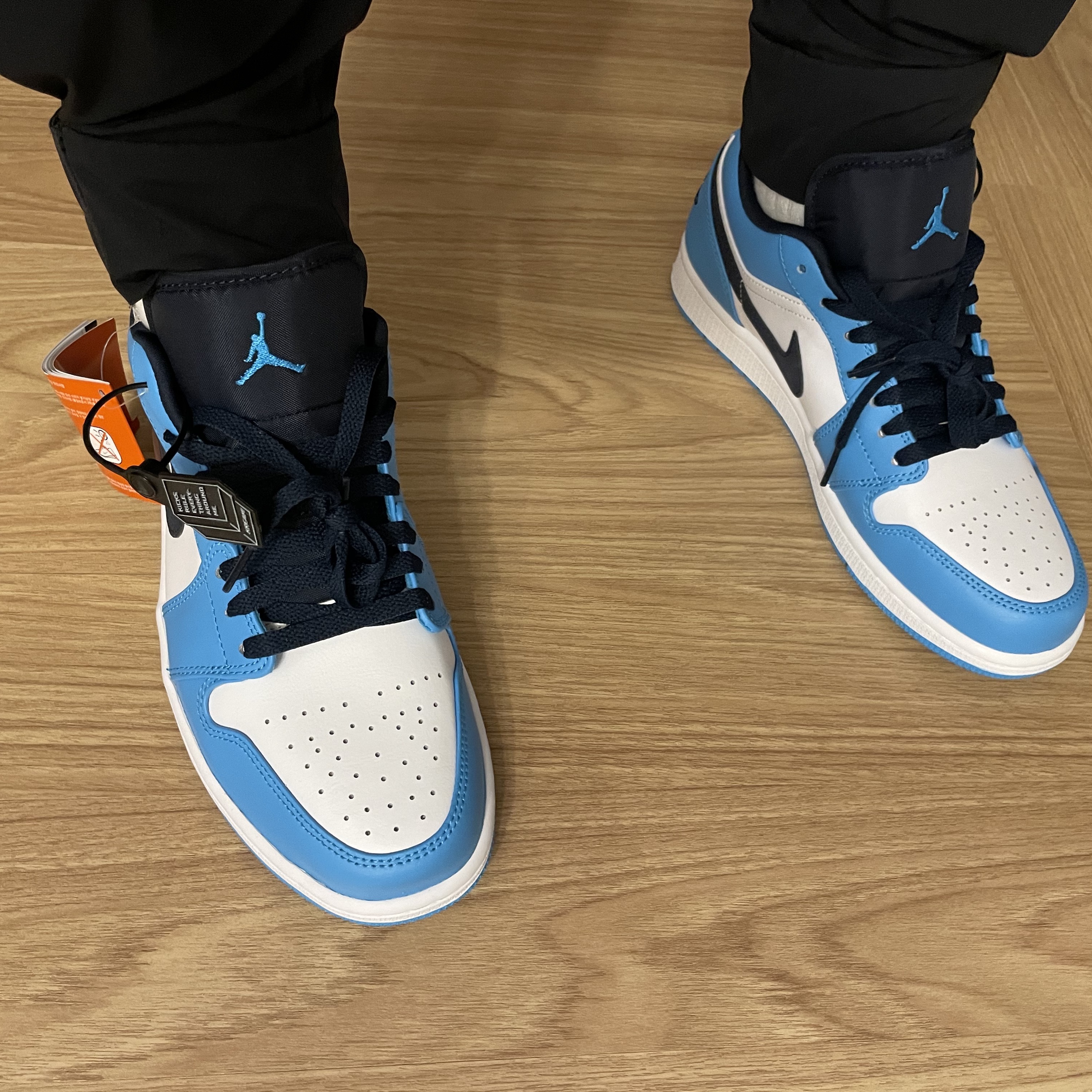 Jordan 1 Low Dark Powder Blue 착용 스타일 - 1