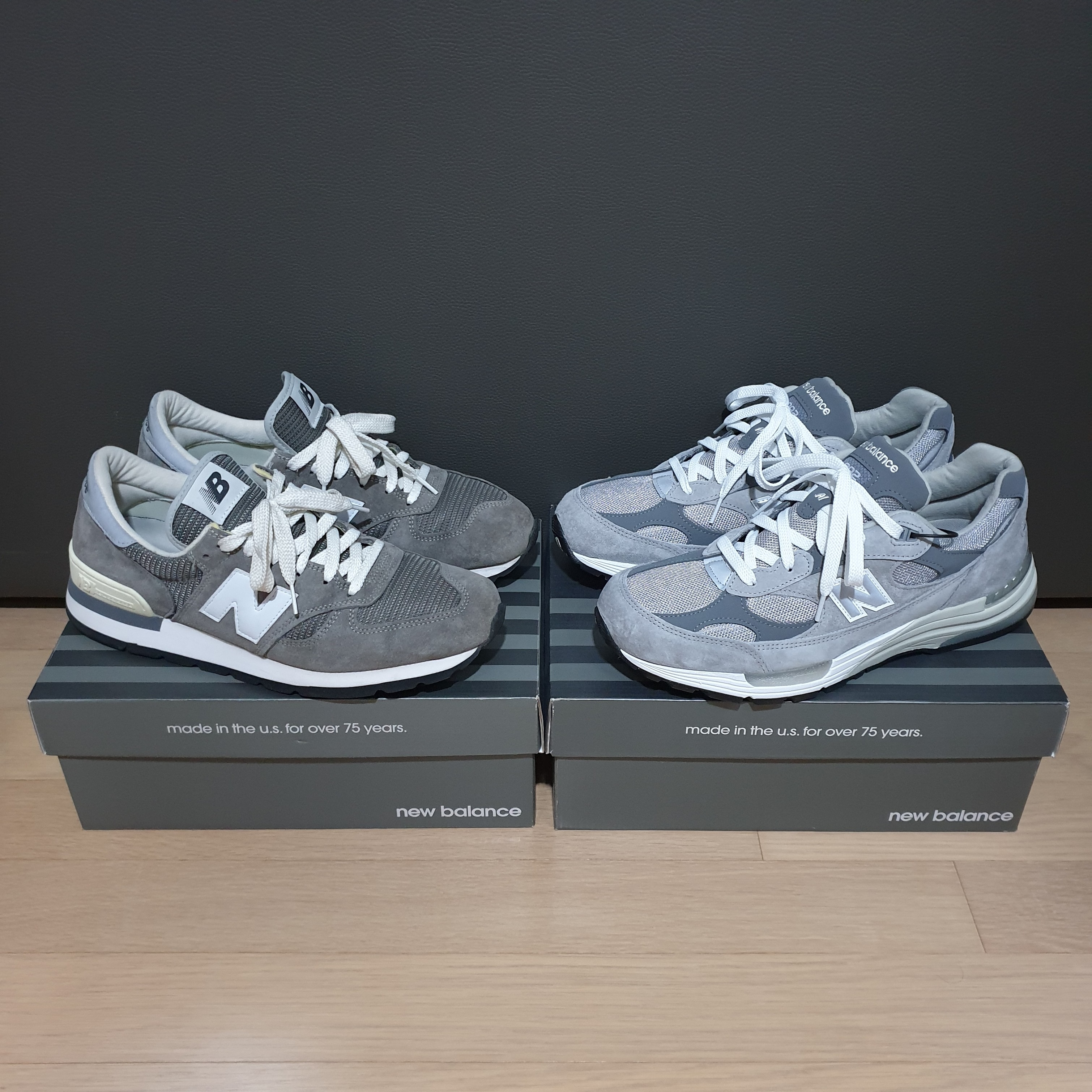 New Balance 990 Made in USA Grey, New Balance 992 Made in USA Grey - D Standard 착용 스타일