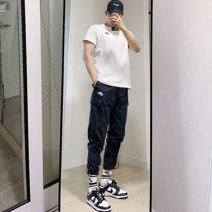 Nike Dunk Low Retro Black, (W) Nike Dunk Low Black 착용 스타일
