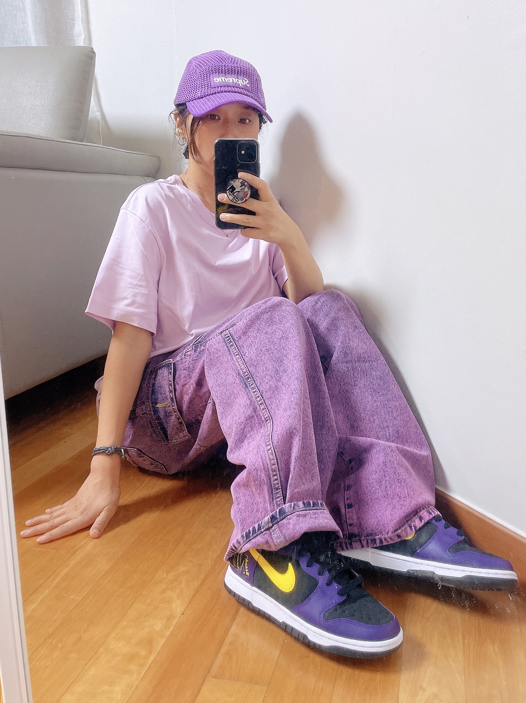 Supreme String Camp Cap Purple - 21SS 착용 스타일 - 1