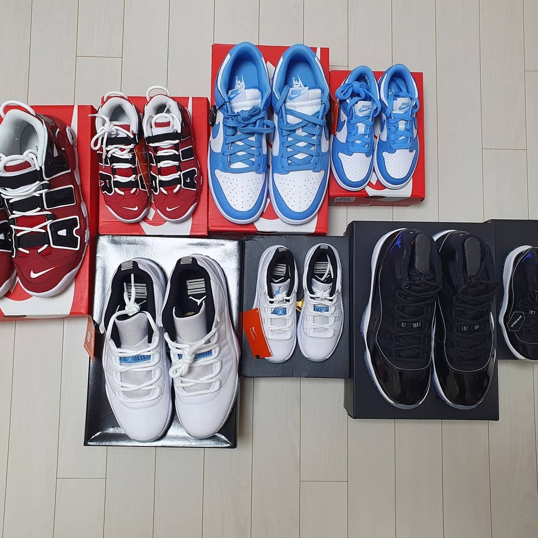 Nike Air More Uptempo 96 Bulls 2021, Nike Dunk Low Retro University Blue 착용 스타일 - 1