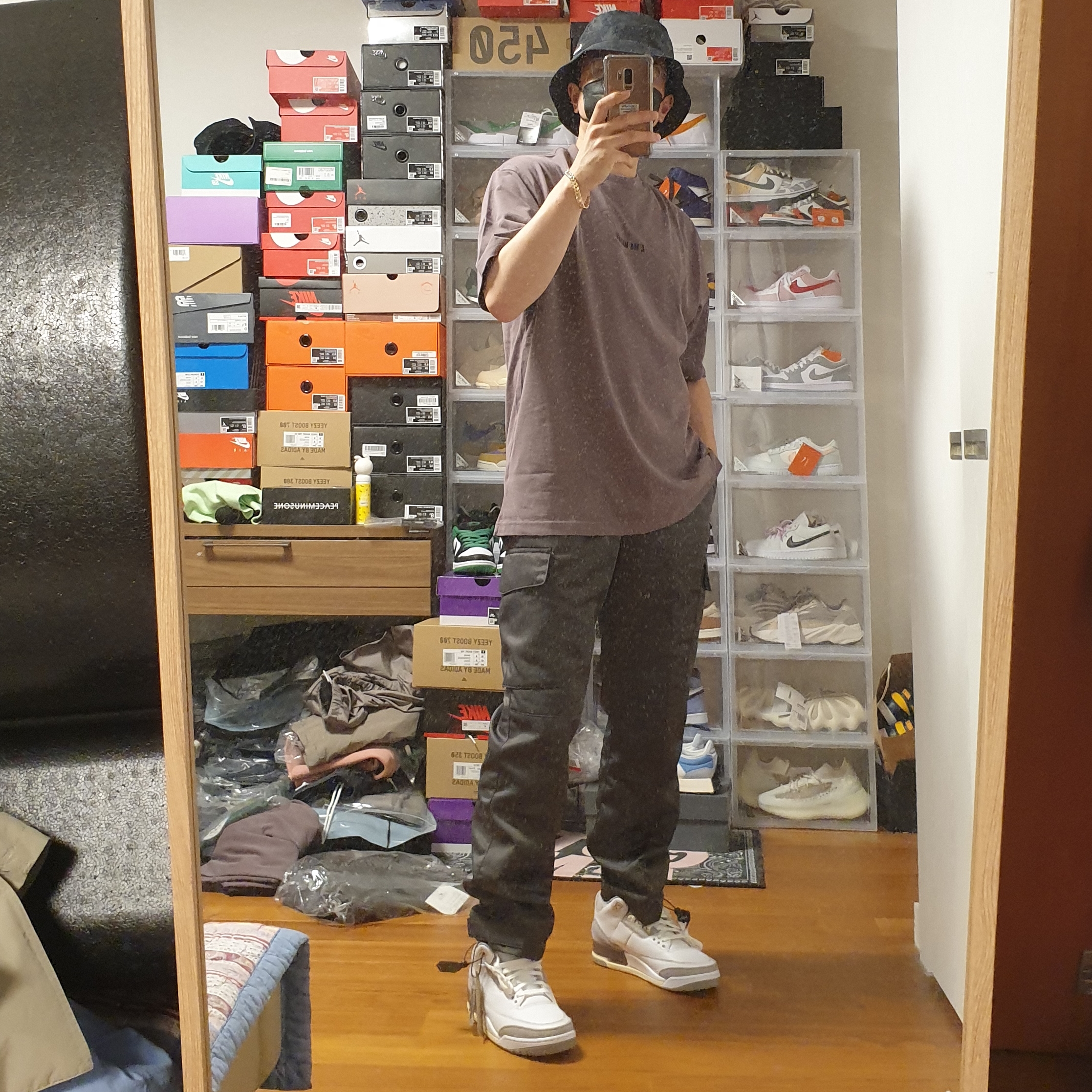 Nike NRG Bucket Hat Black, (W) Jordan 3 x A Ma Maniere Retro SP 착용 스타일 - 5