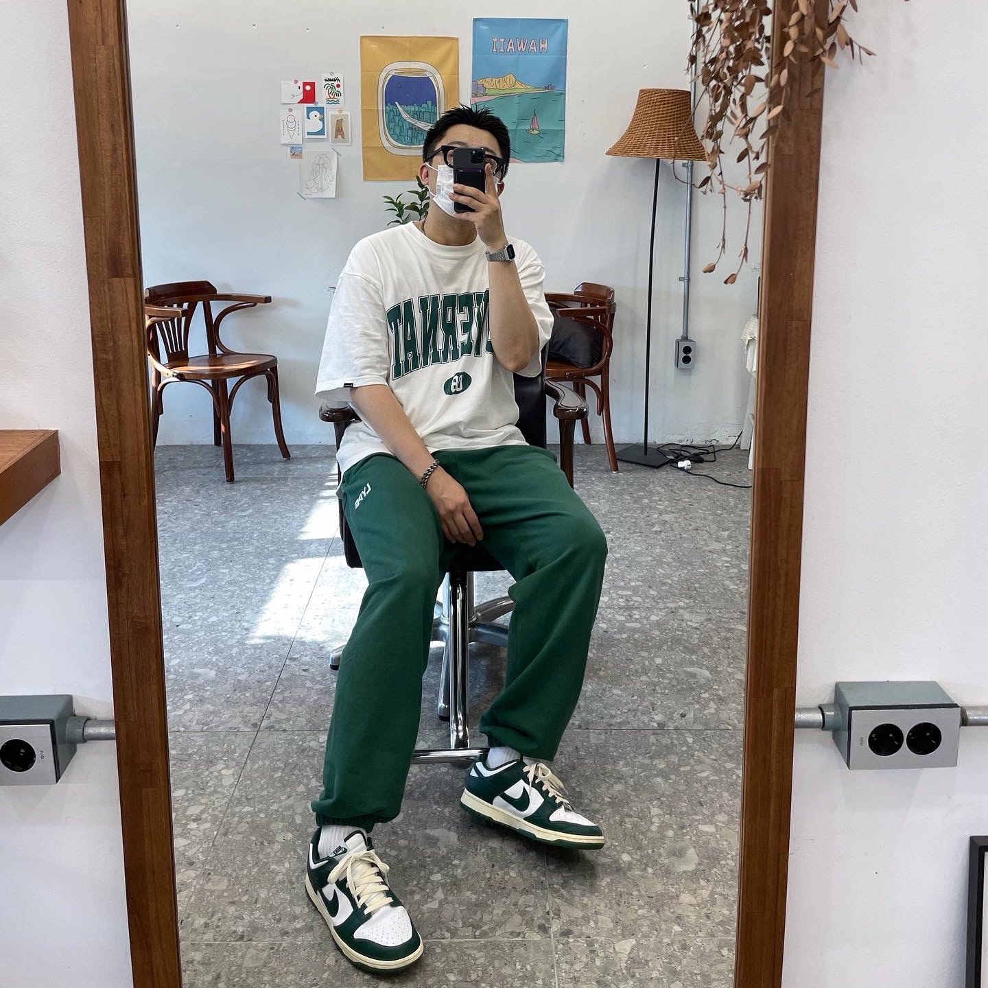 Nike Dunk Low Retro Varsity Green 착용 스타일