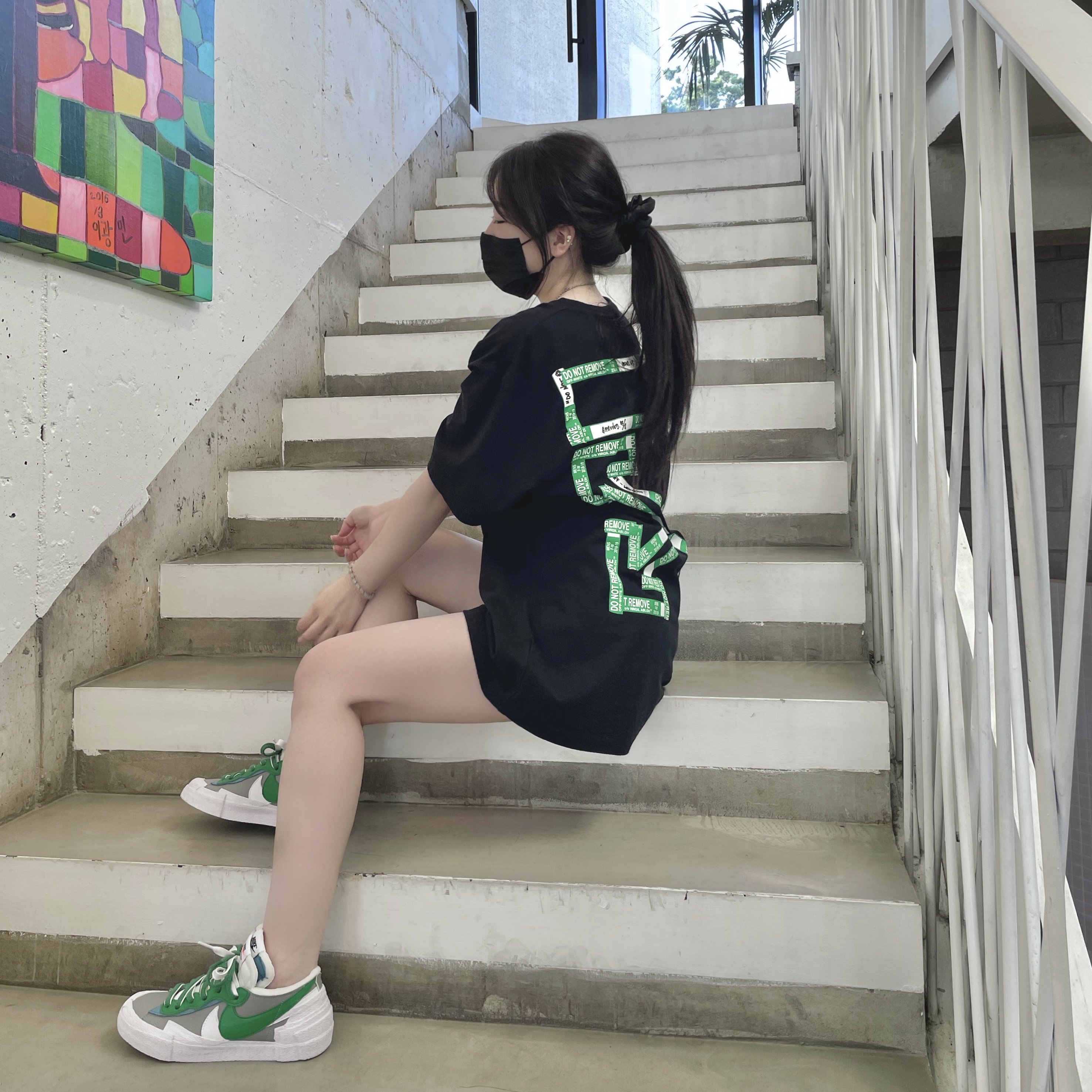 Nike x Sacai Blazer Low Classic Green 착용 스타일