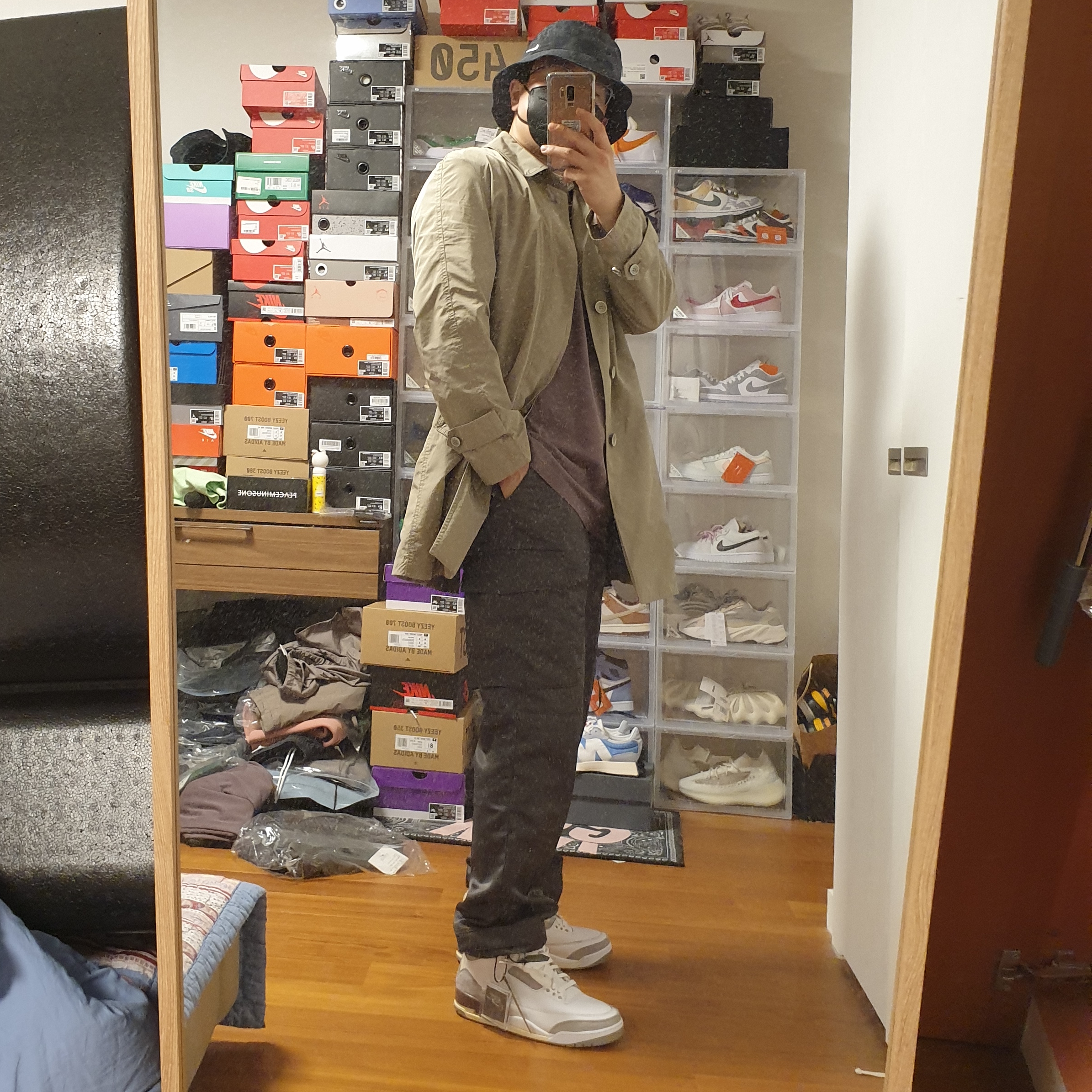 Nike NRG Bucket Hat Black, (W) Jordan 3 x A Ma Maniere Retro SP 착용 스타일 - 3