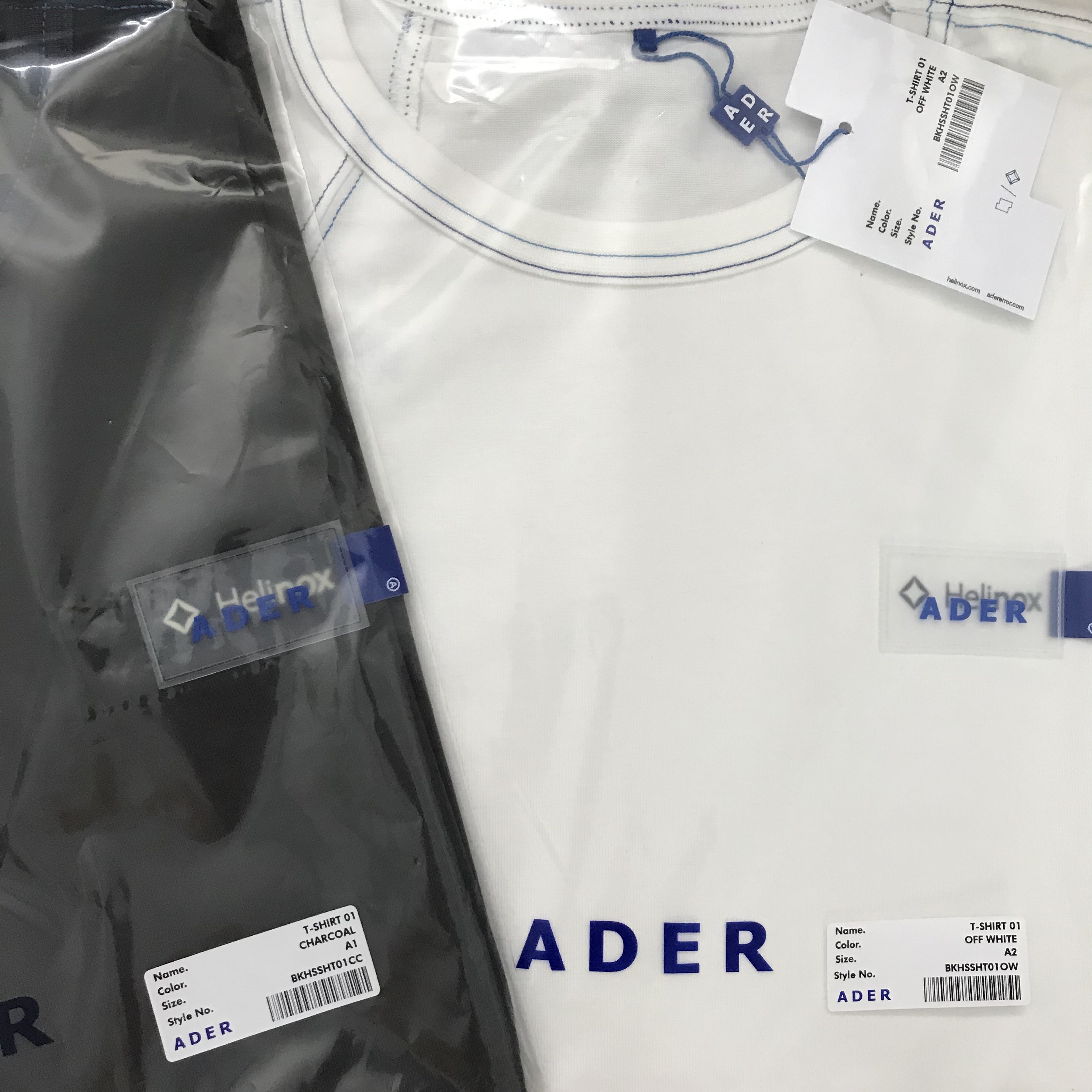 Ader Error x Helinox T-Shirt Off White, Ader Error x Helinox T-Shirt Charcoal 착용 스타일
