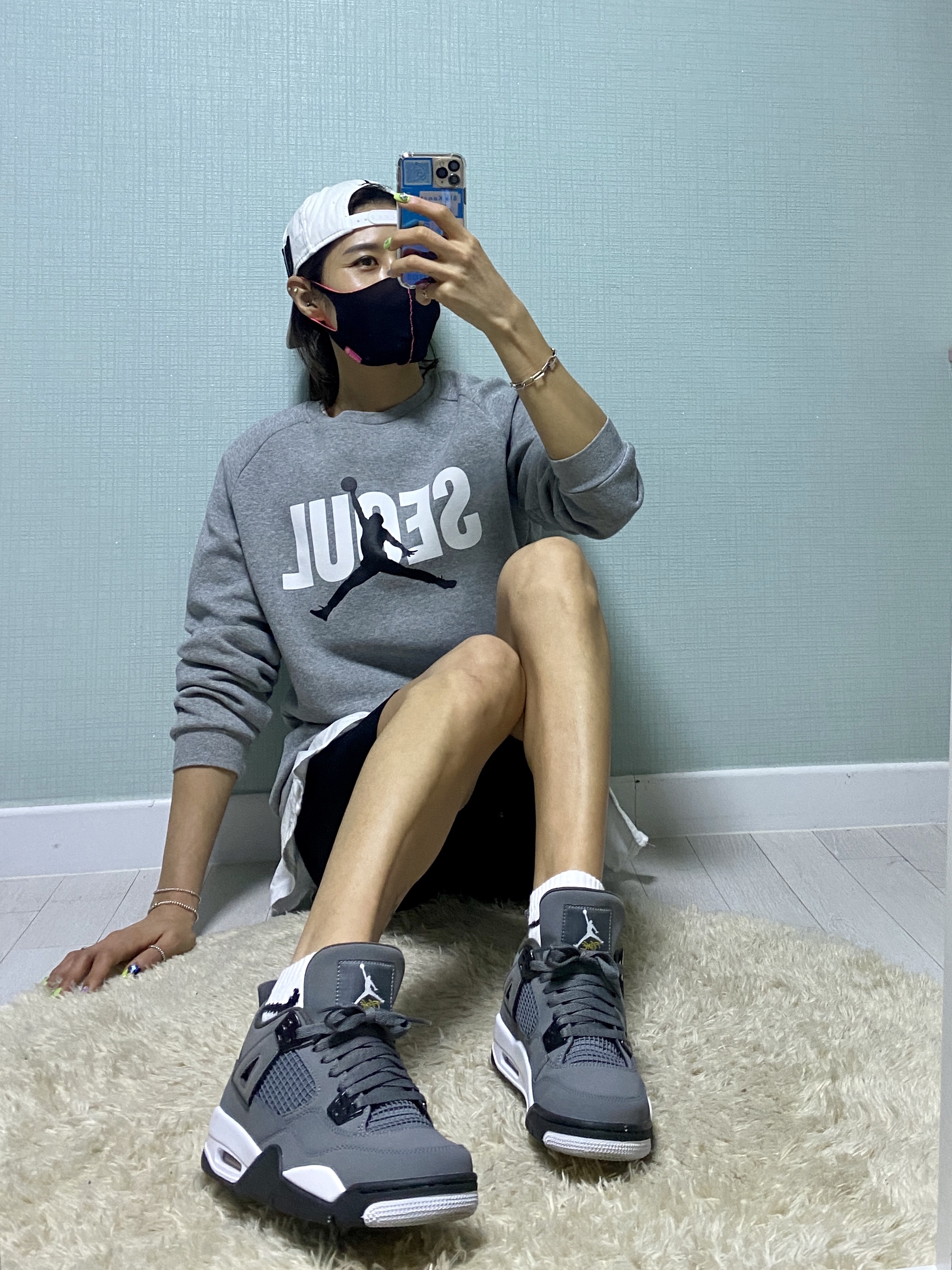 Jordan 4 Retro Cool Grey 2019, (GS) Jordan 4 Retro Cool Grey 2019 착용 스타일