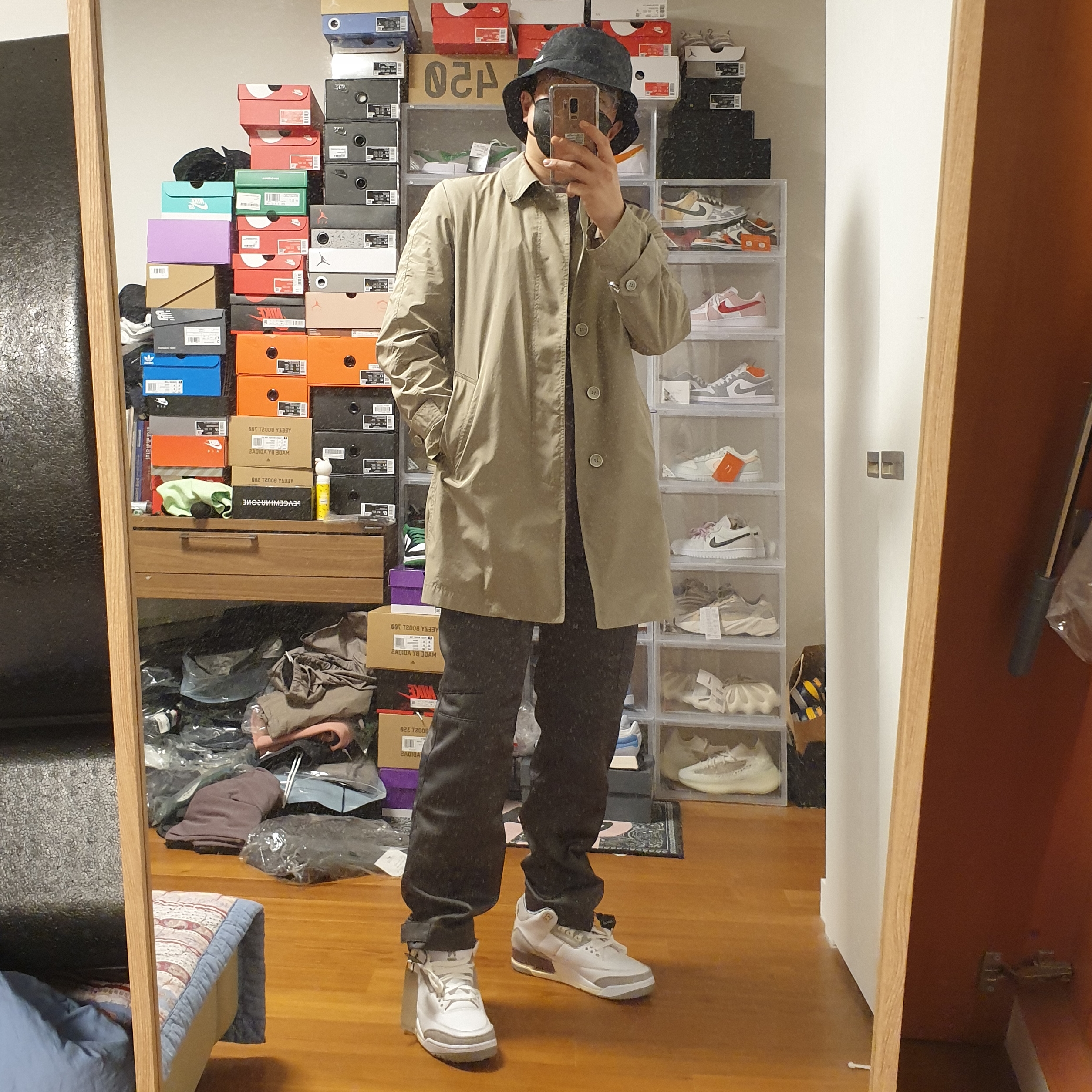 Nike NRG Bucket Hat Black, (W) Jordan 3 x A Ma Maniere Retro SP 착용 스타일 - 2
