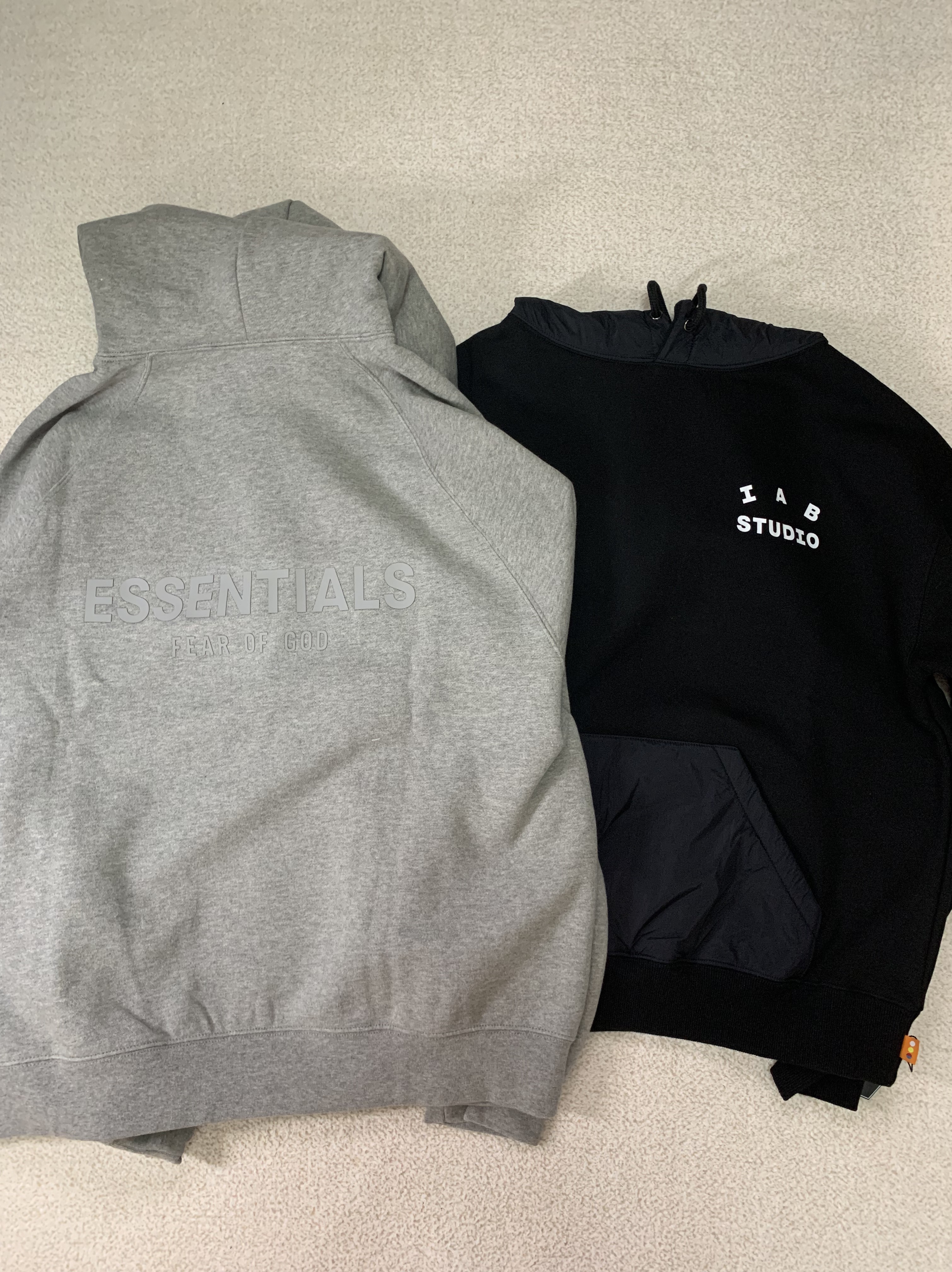 IAB Studio Woven Hoodie Black, Essentials Pull-Over Hoodie Heather Oatmeal - 21SS 착용 스타일