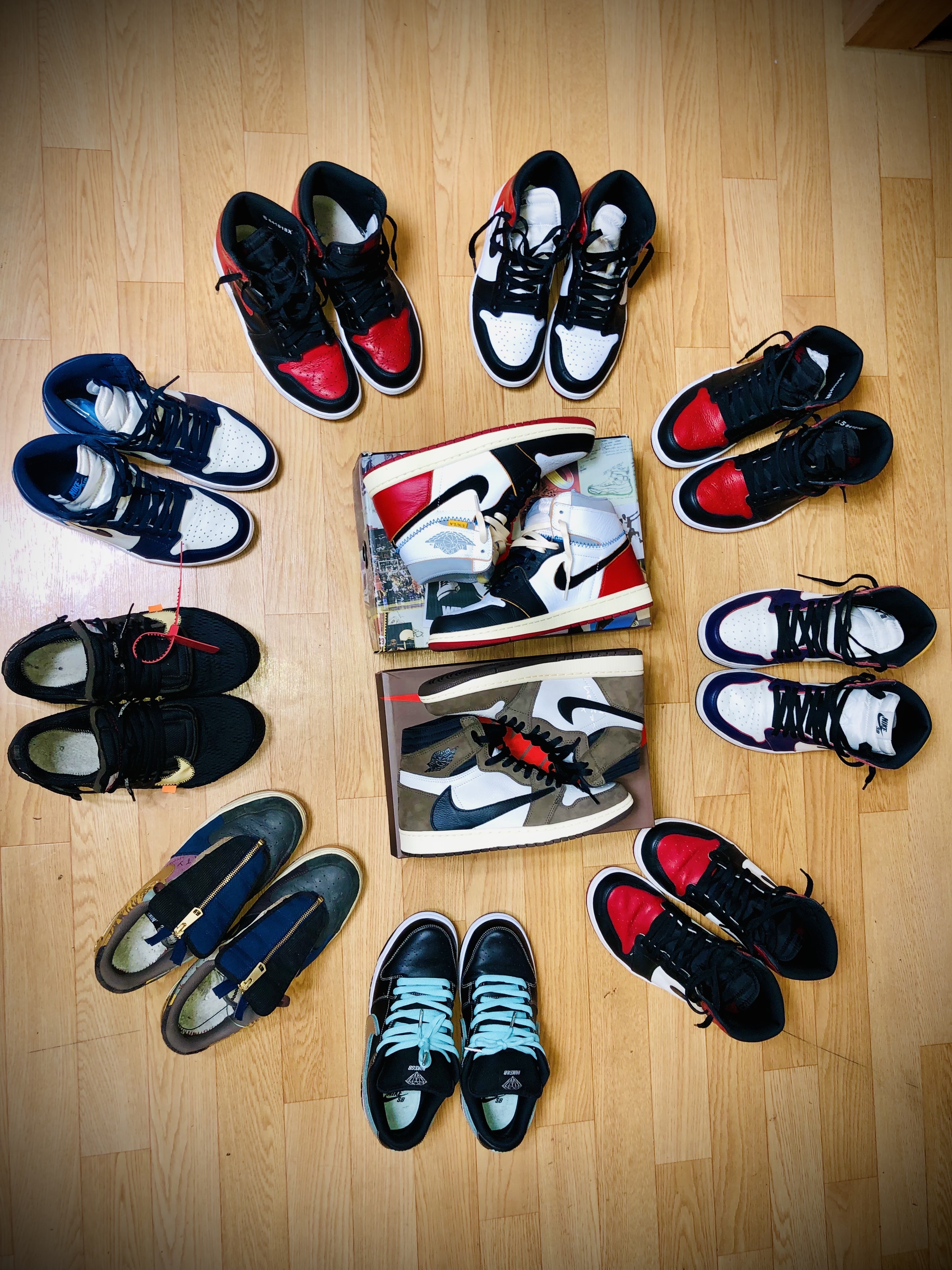 Jordan 1 x Travis Scott Retro High OG SP Mocha, Jordan 1 x Union Retro High Black Toe 착용 스타일