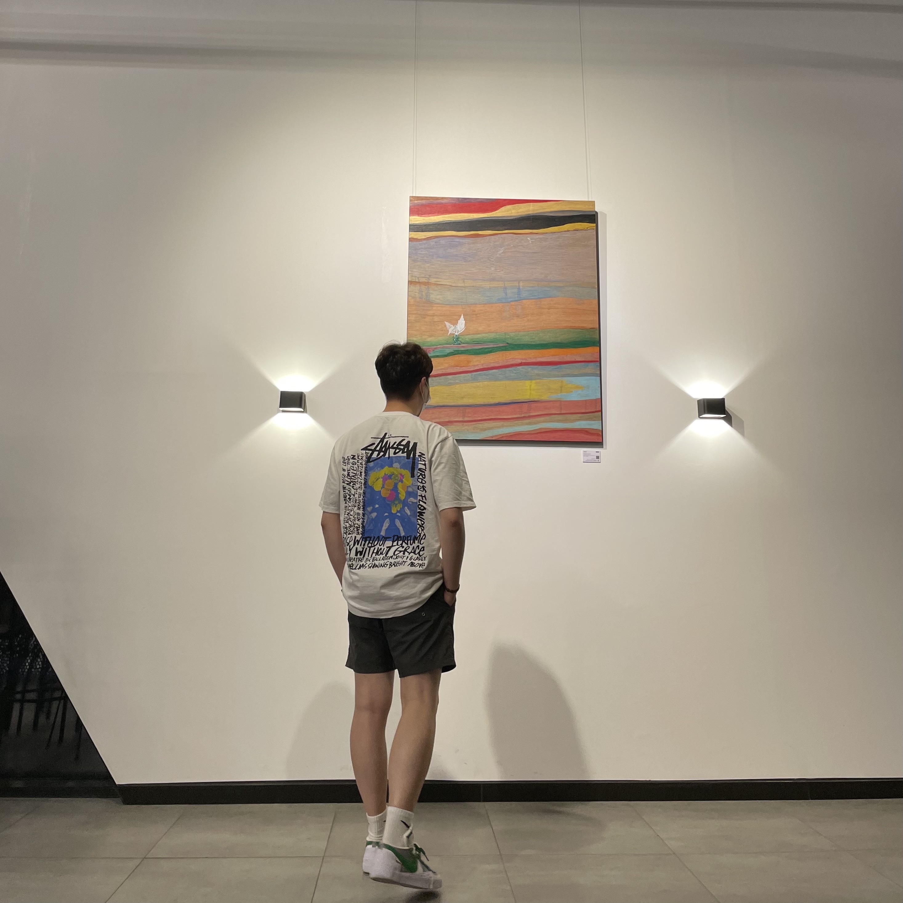 Nike x Sacai Blazer Low Classic Green, Stussy Camellias Pig. Dyed T-Shirt Natural 착용 스타일
