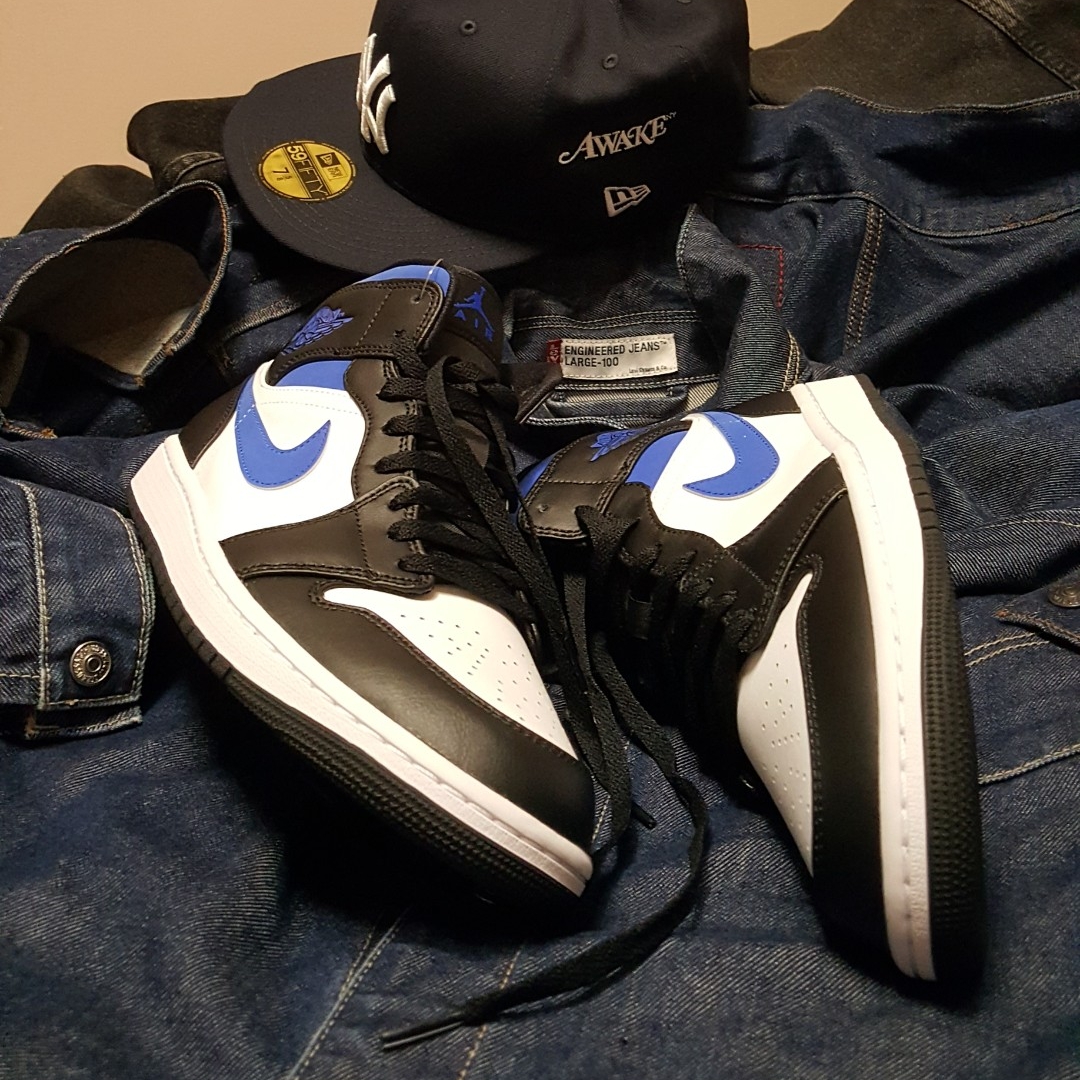 Jordan 1 Mid Racer Blue, (GS) Jordan 1 Mid Racer Blue 착용 스타일 - 3