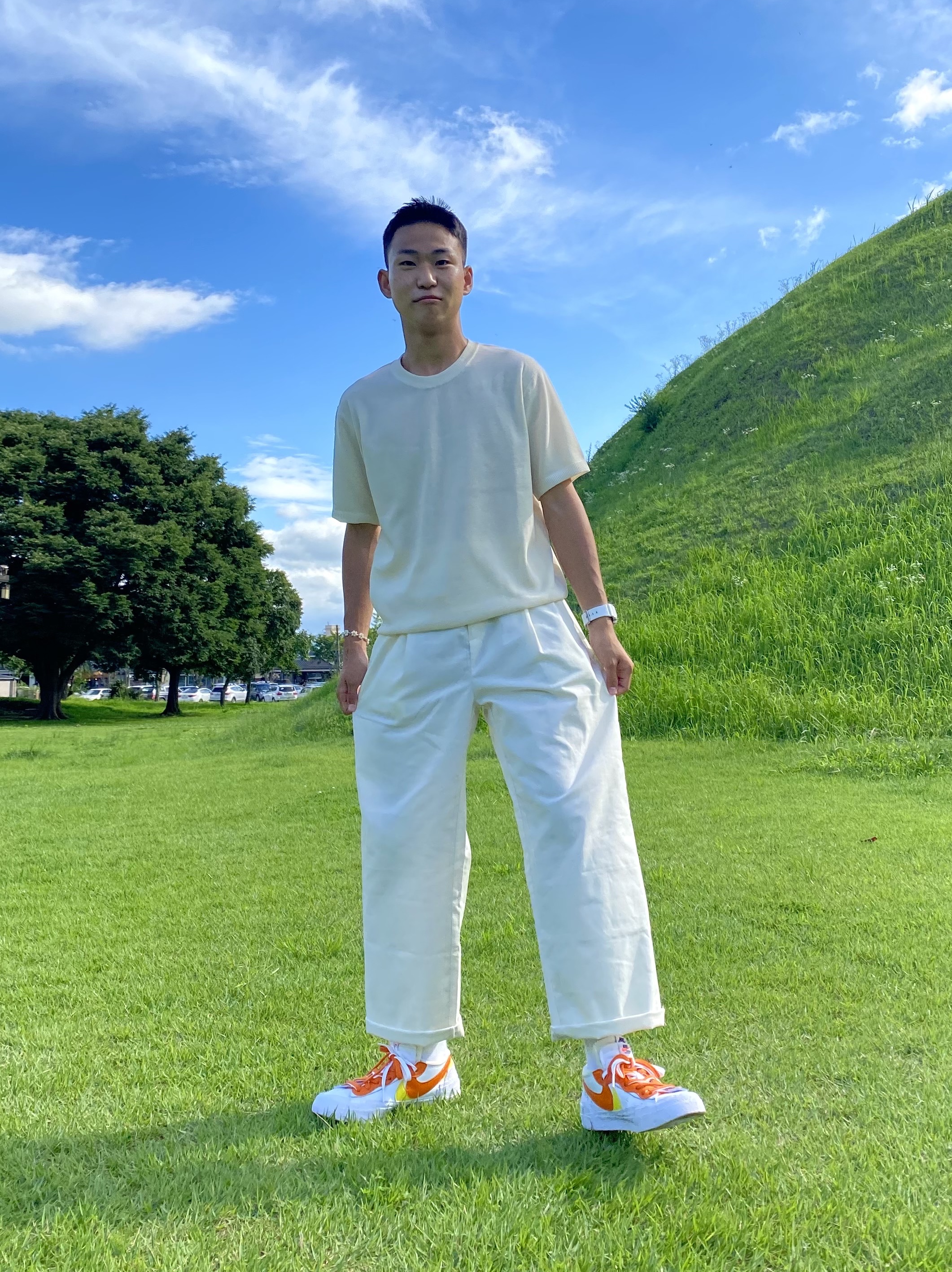 Nike x Sacai Blazer Low Magma Orange 착용 스타일 - 3
