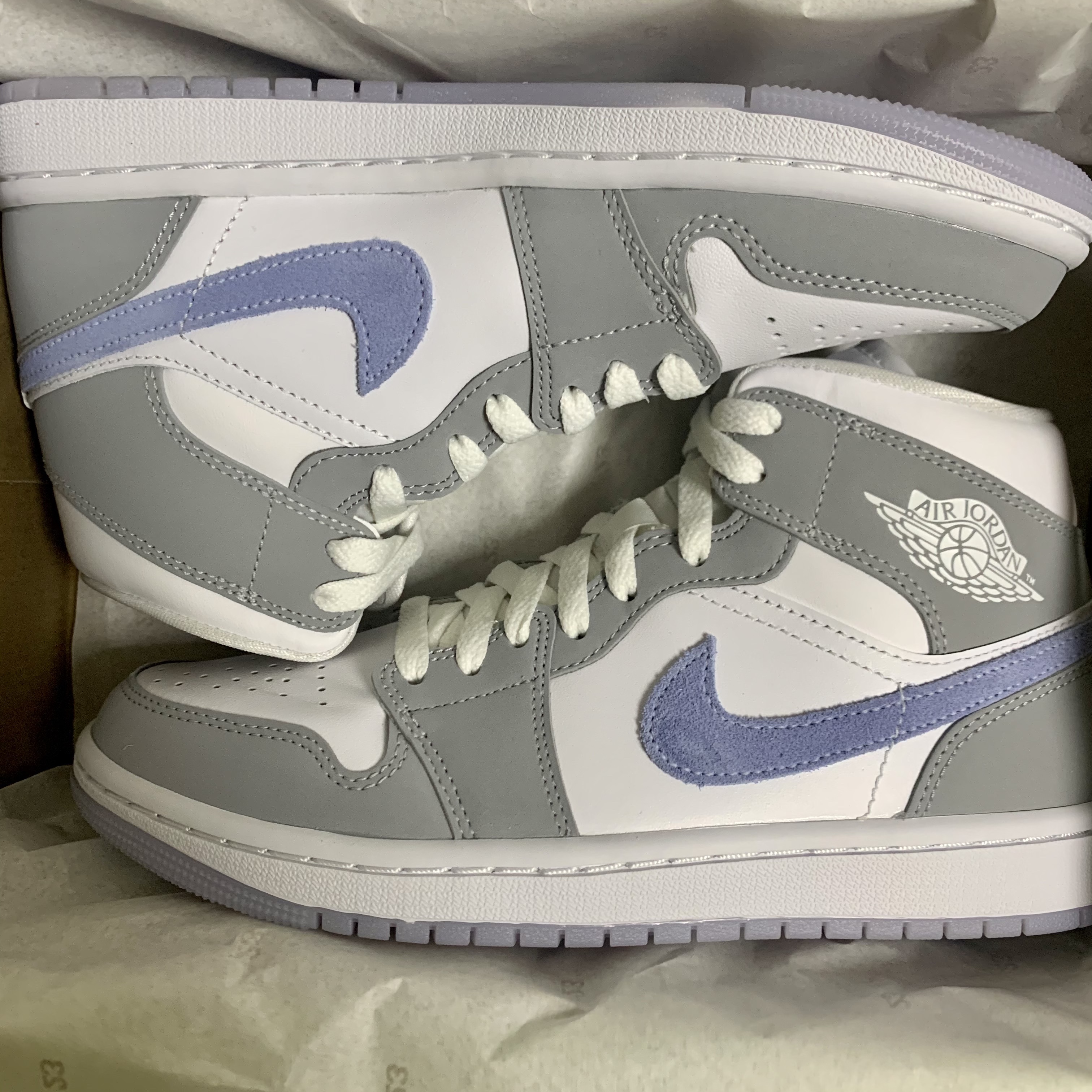 (W) Jordan 1 Mid Wolf Grey 착용 스타일 - 3