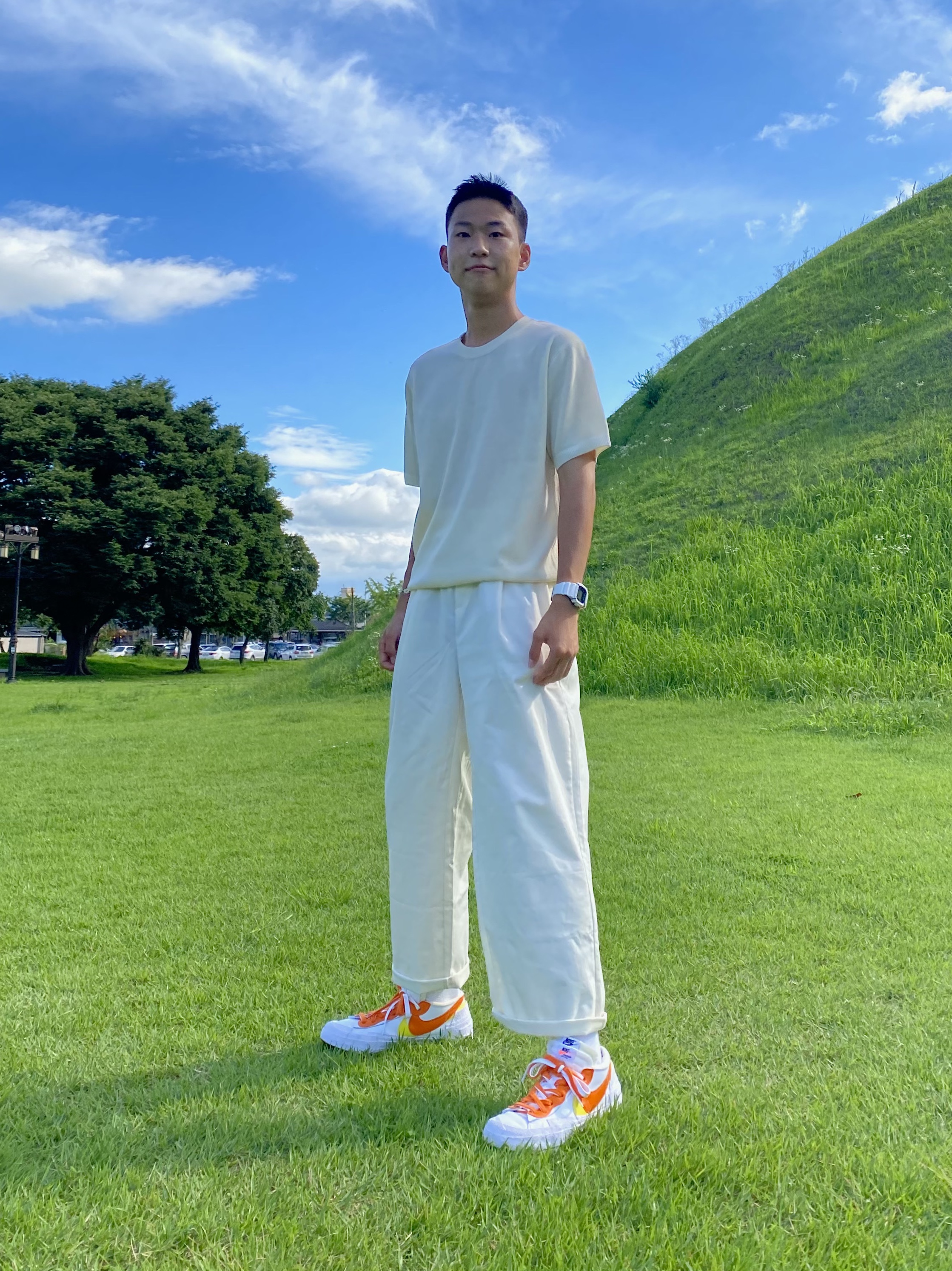 Nike x Sacai Blazer Low Magma Orange 착용 스타일 - 1