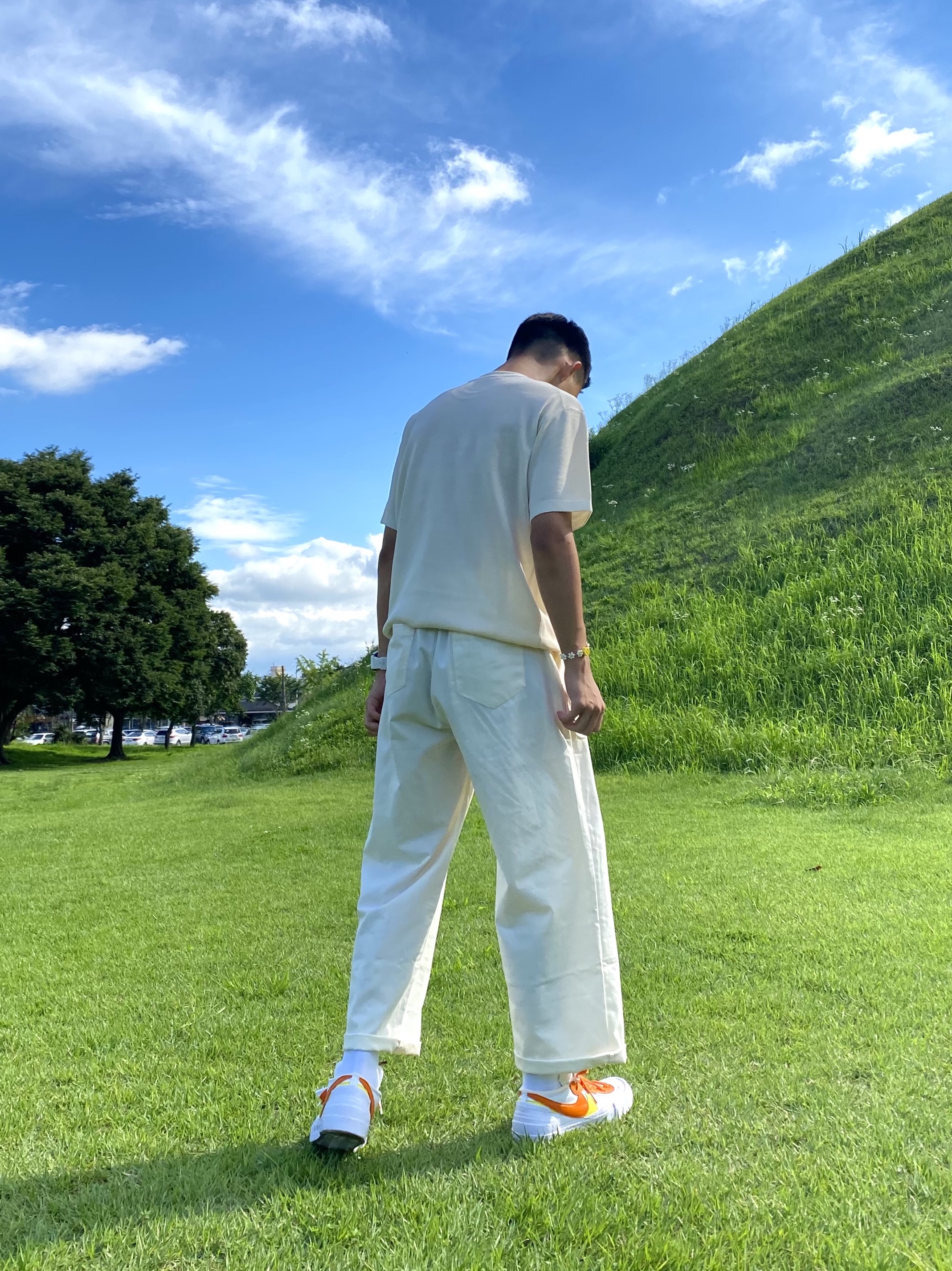 Nike x Sacai Blazer Low Magma Orange 착용 스타일 - 4