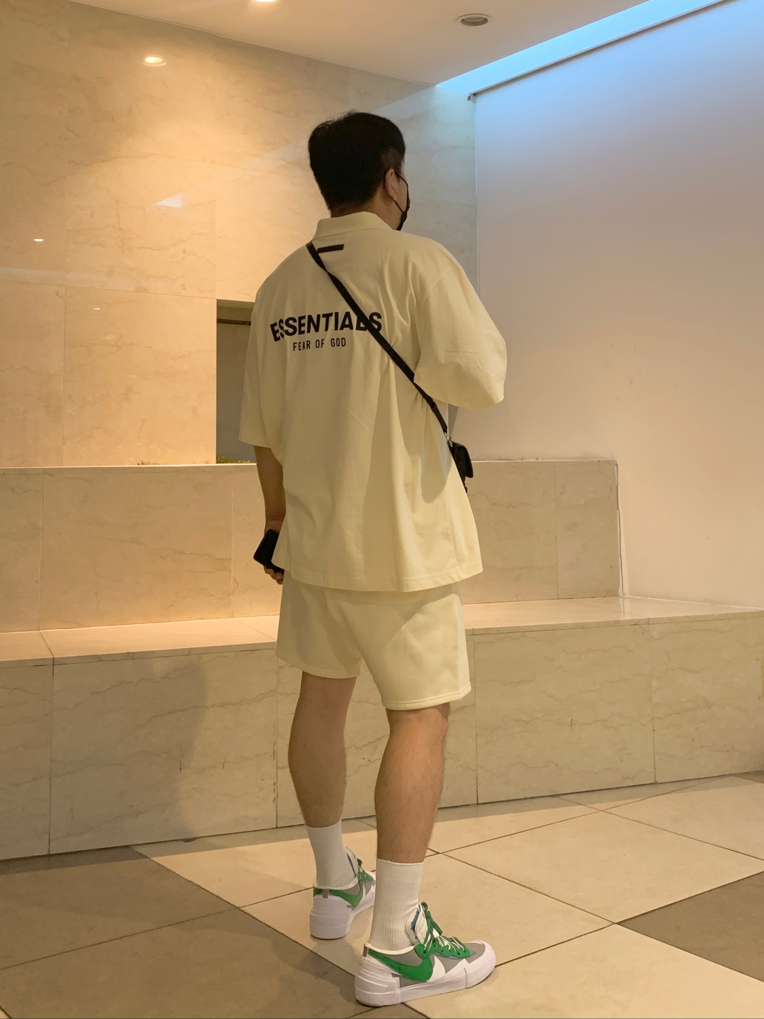 Nike x Sacai Blazer Low Classic Green, Essentials Sweatshorts Cream - 21SS 착용 스타일