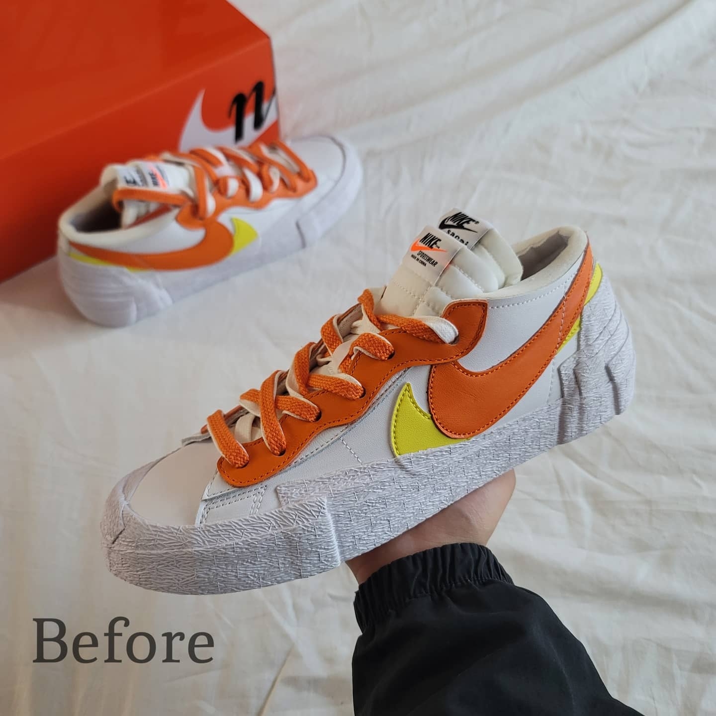 Nike x Sacai Blazer Low Magma Orange 착용 스타일 - 2