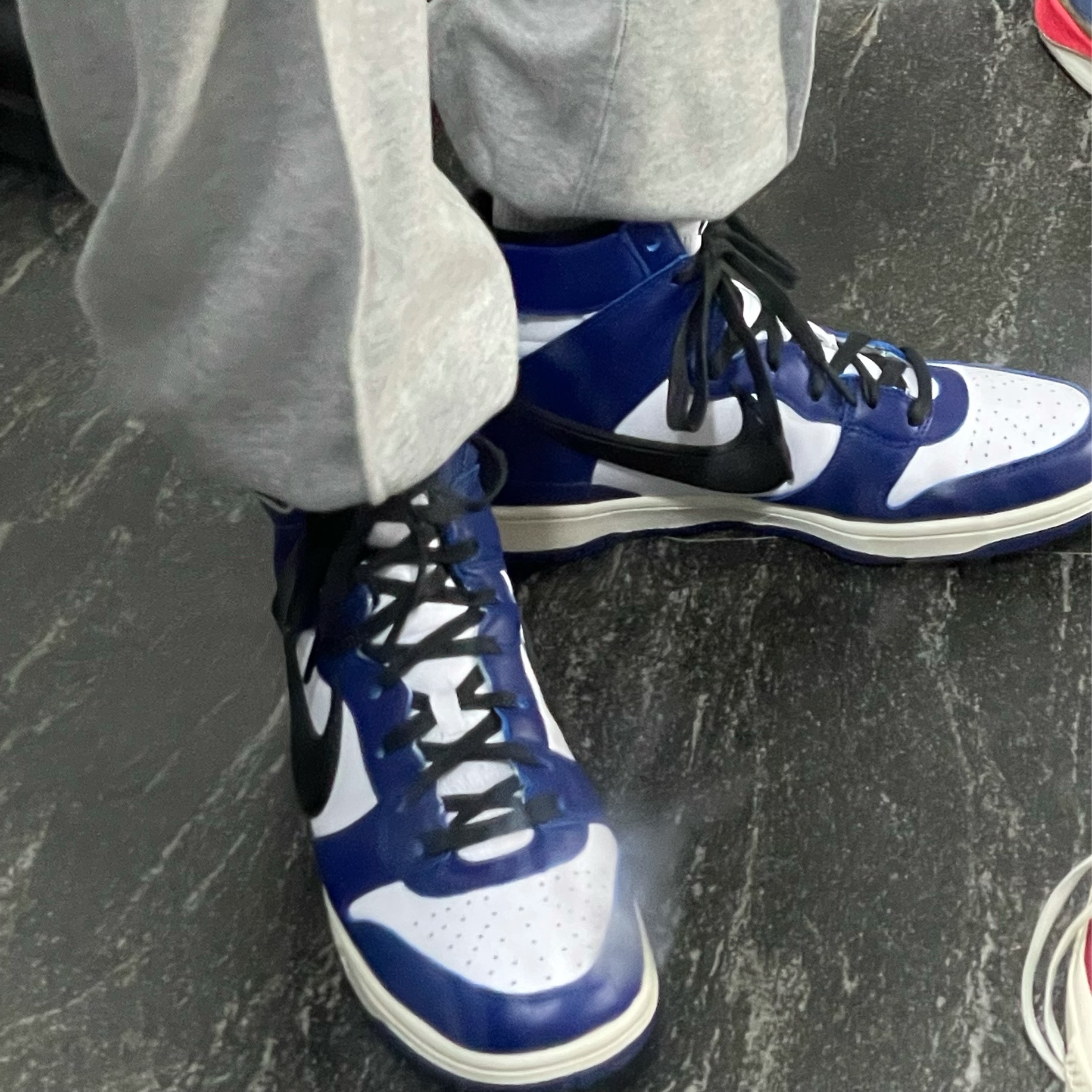 Nike x Ambush Dunk High Deep Royal Blue, Nike Moon Racer Sail Solar Blue 착용 스타일 - 2