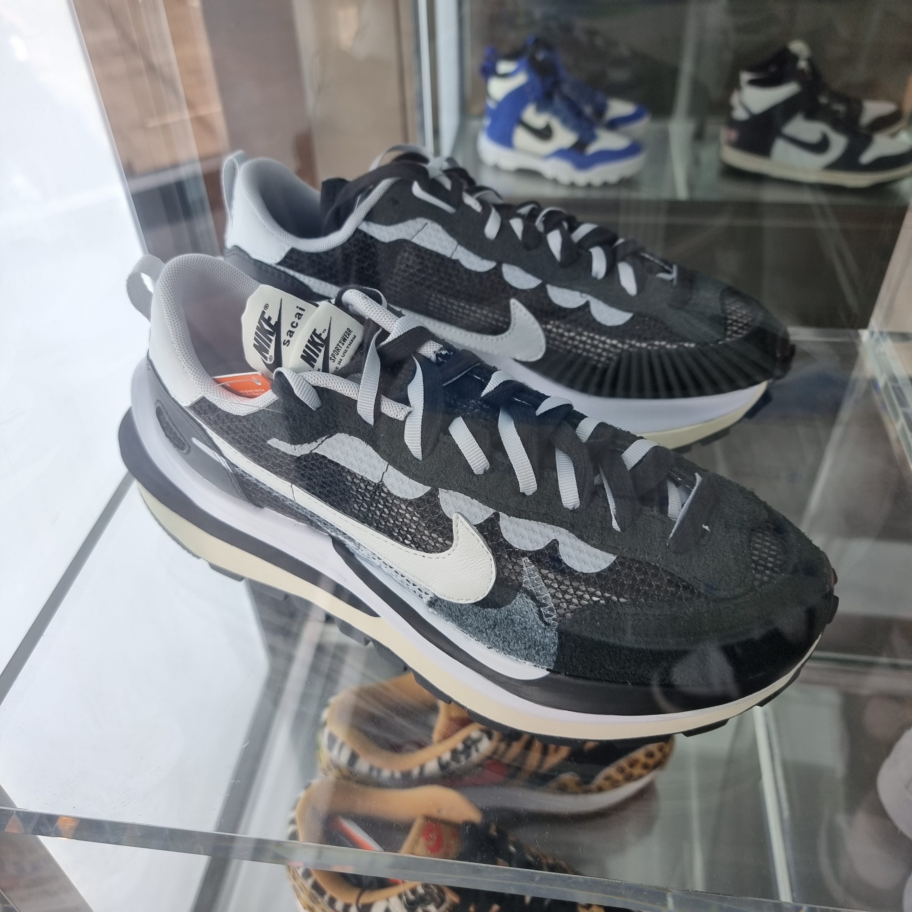 Nike x Sacai VaporWaffle Black White, Nike Dunk High Retro Black and White 착용 스타일