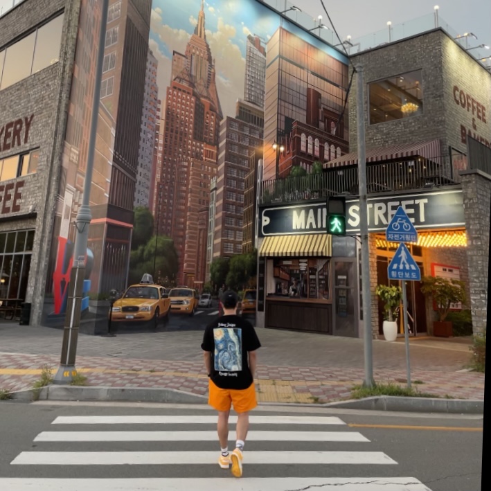(W) Nike Dunk Low Laser Orange, Stussy Midnight Insanity T-Shirt Black 착용 스타일 - 1