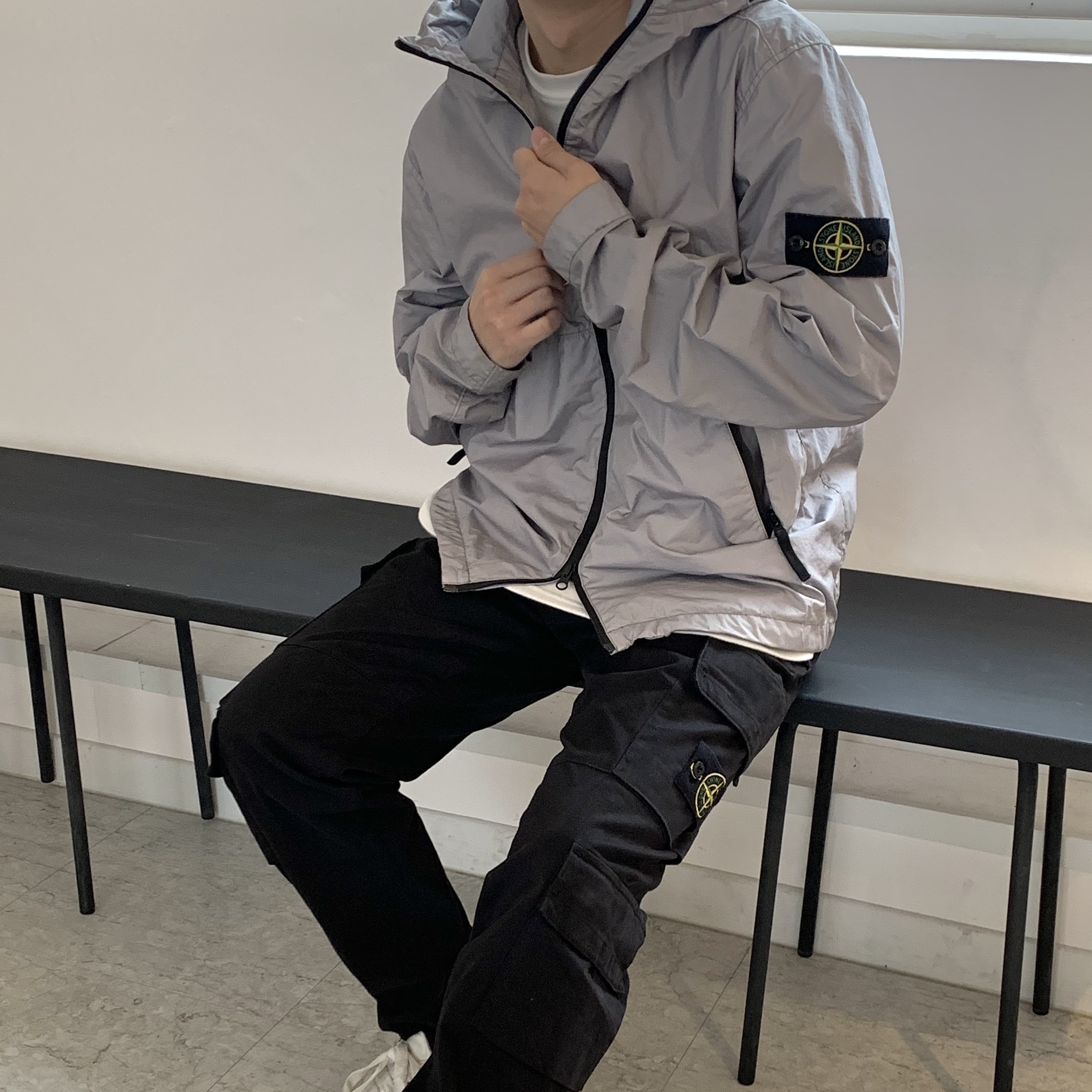 Stone Island 42423 Membrana 3L TC Jacket Light Grey - 20SS 착용 스타일