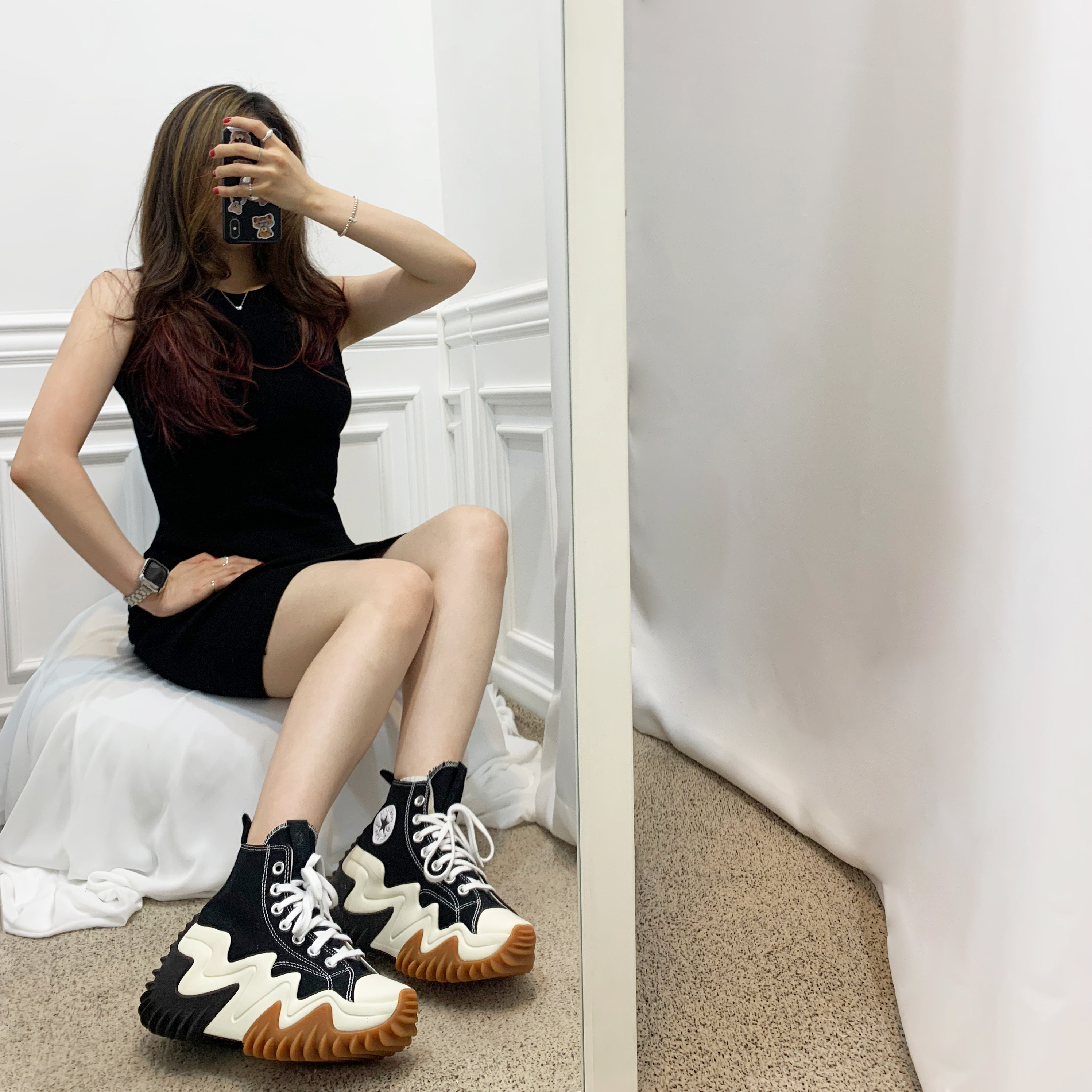 Converse Run Star Motion High Black 착용 스타일 - 2
