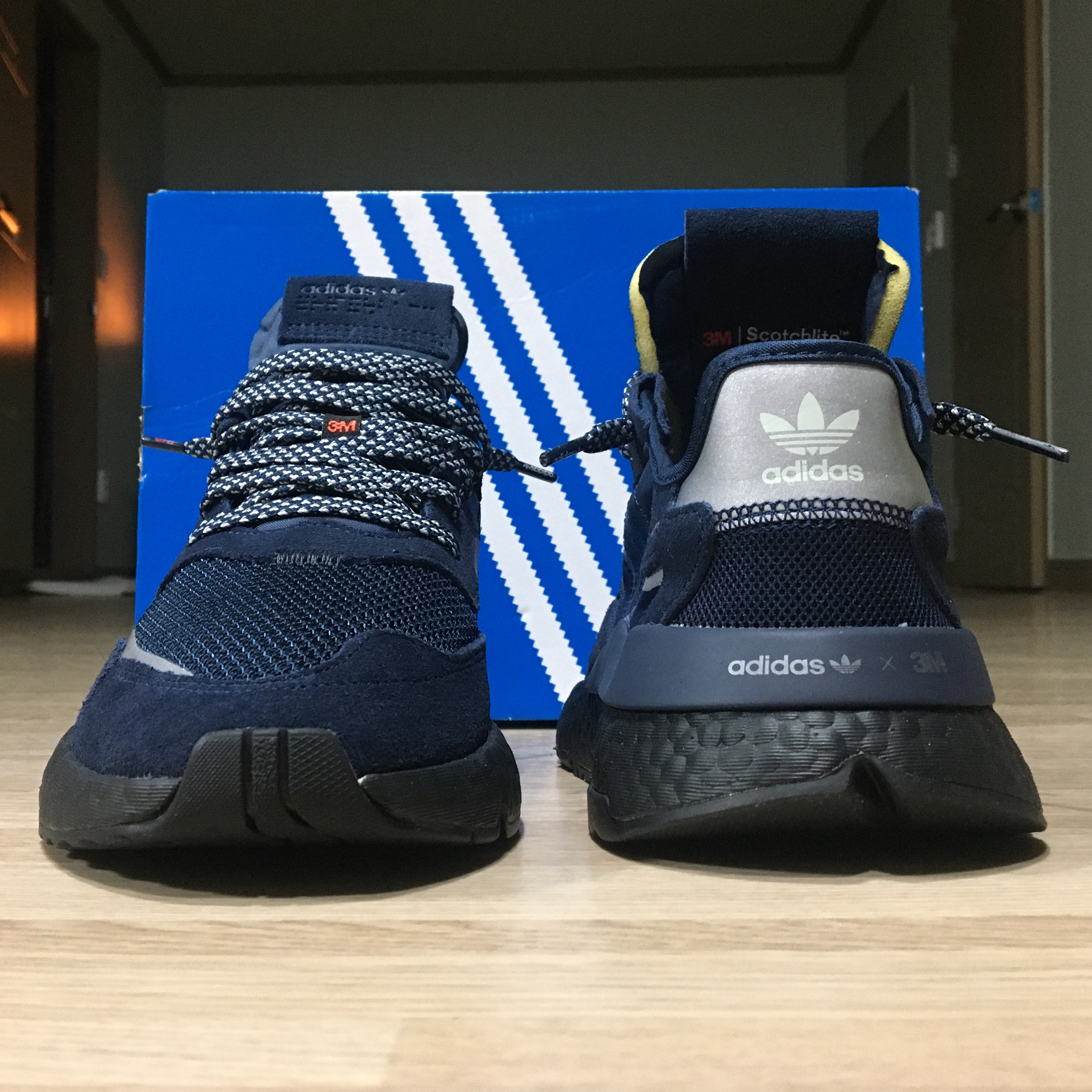(W) Adidas Nite Jogger 3M Raw White 착용 스타일 - 2