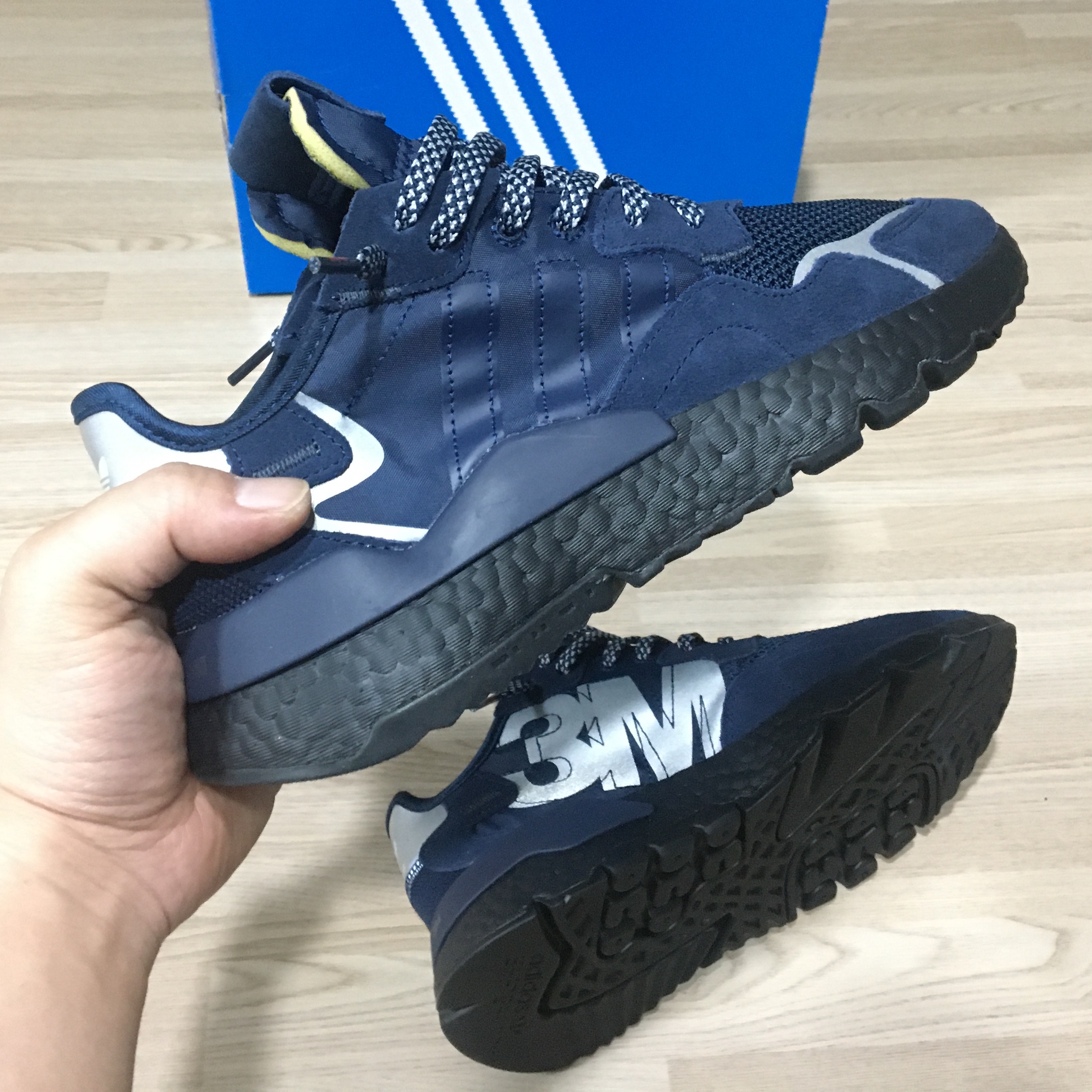 (W) Adidas Nite Jogger 3M Raw White 착용 스타일 - 3