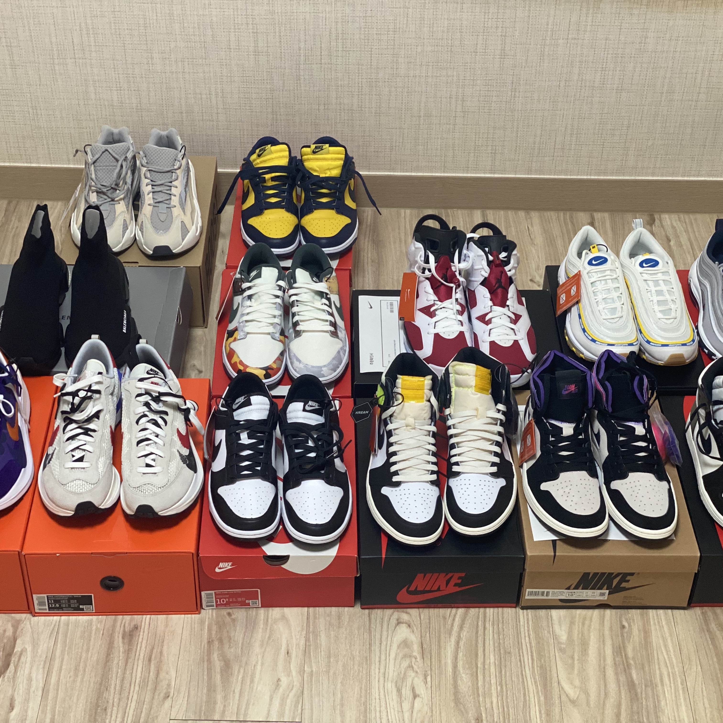 Nike x Sacai VaporWaffle Dark Iris, Nike x Sacai VaporWaffle Royal Fuchsia 착용 스타일
